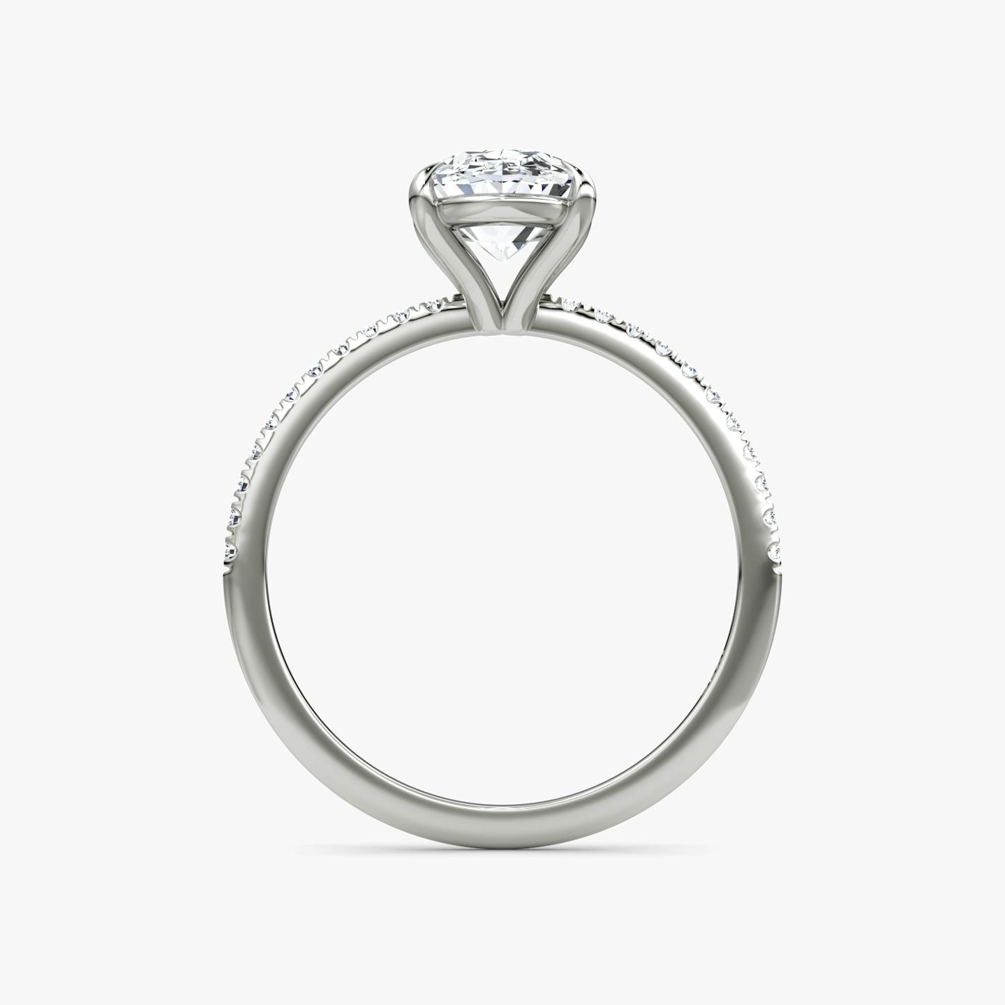 The Petite 4-Prong Solitaire | Oval | 18k | 18k White Gold | Band: Pavé | Diamond orientation: vertical | Carat weight: See full inventory