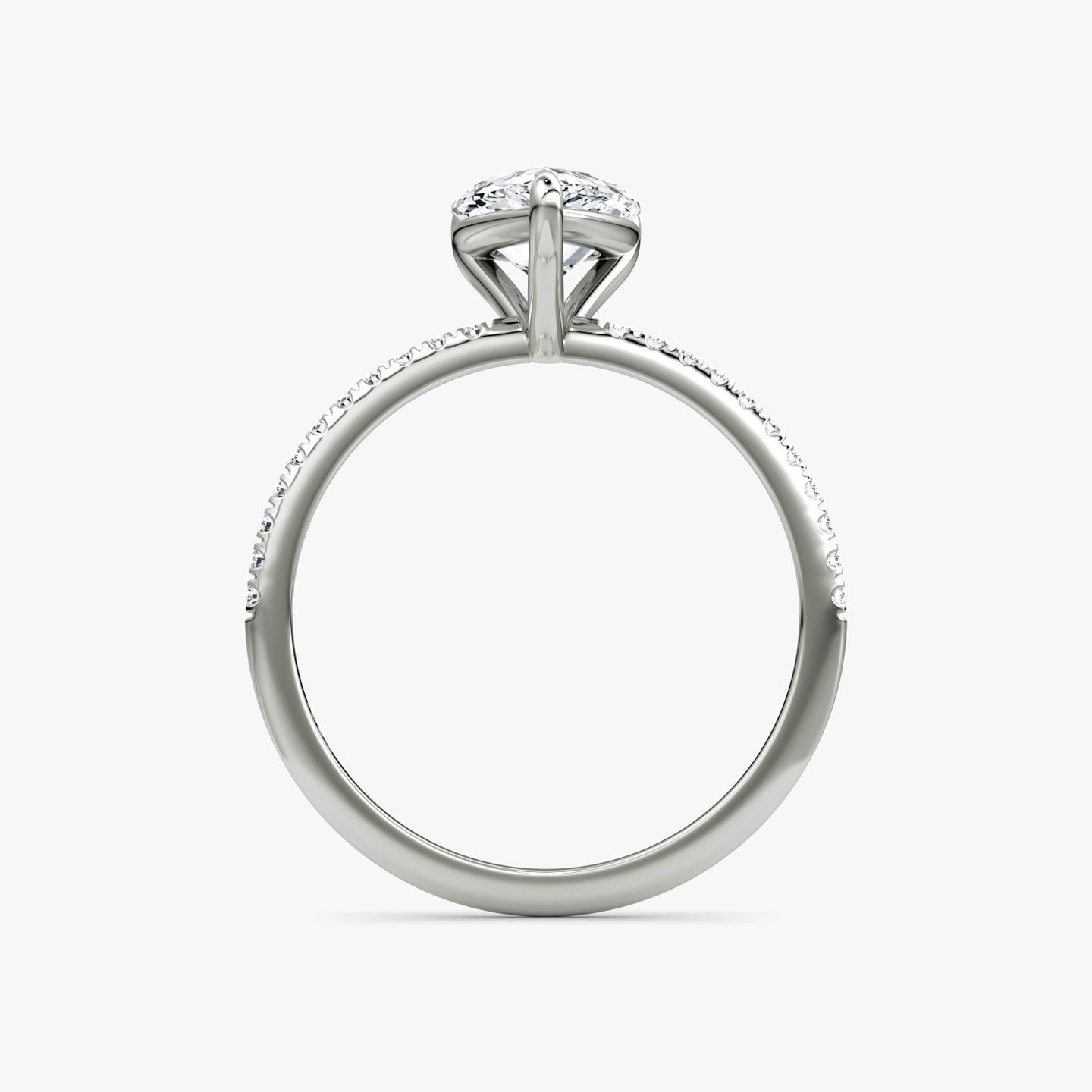 The Petite 4-Prong Solitaire | Pear | 18k | 18k White Gold | Band: Pavé | Diamond orientation: vertical | Carat weight: See full inventory
