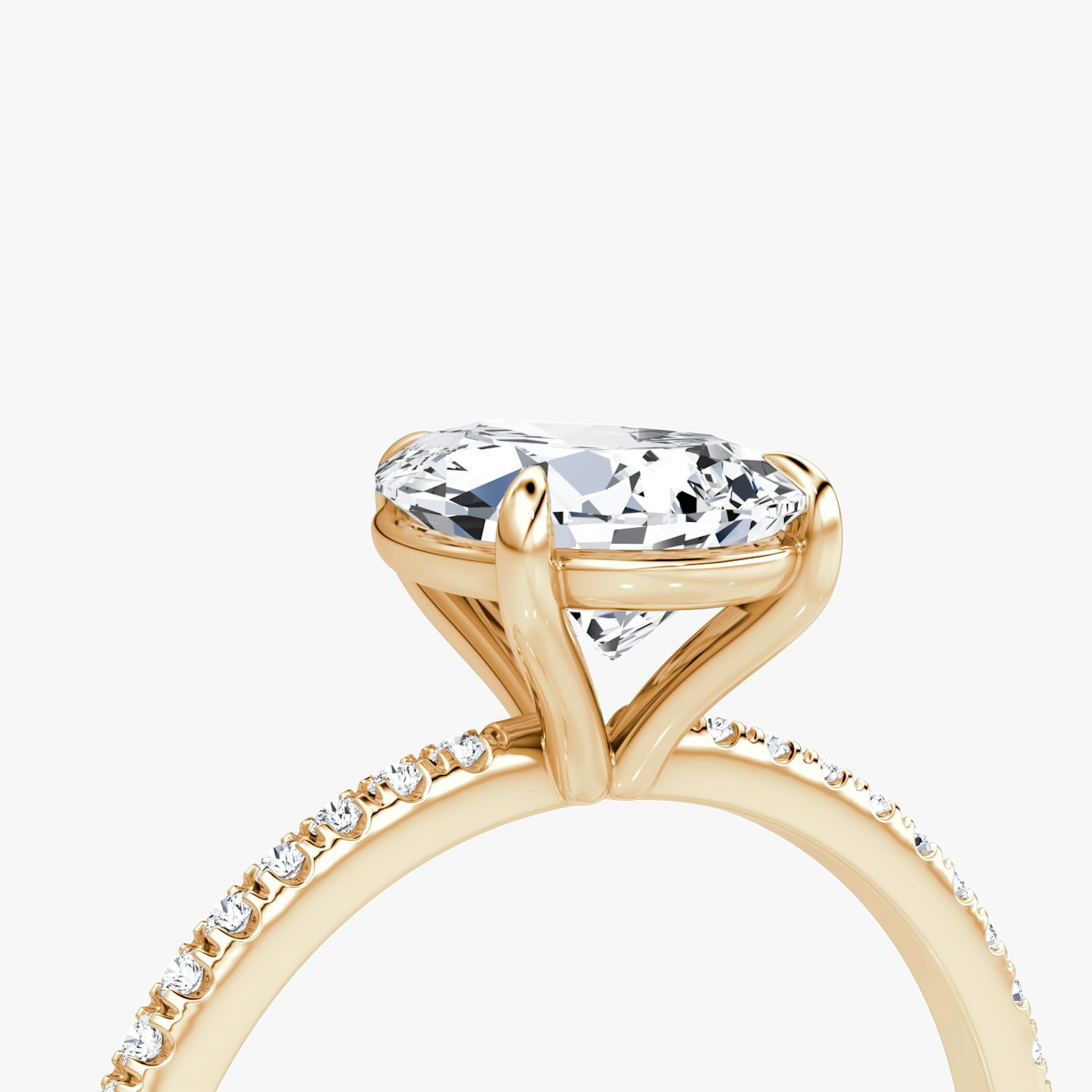 The Petite 4-Prong Solitaire | Pear | 14k | 14k Rose Gold | Band: Pavé | Diamond orientation: vertical | Carat weight: See full inventory