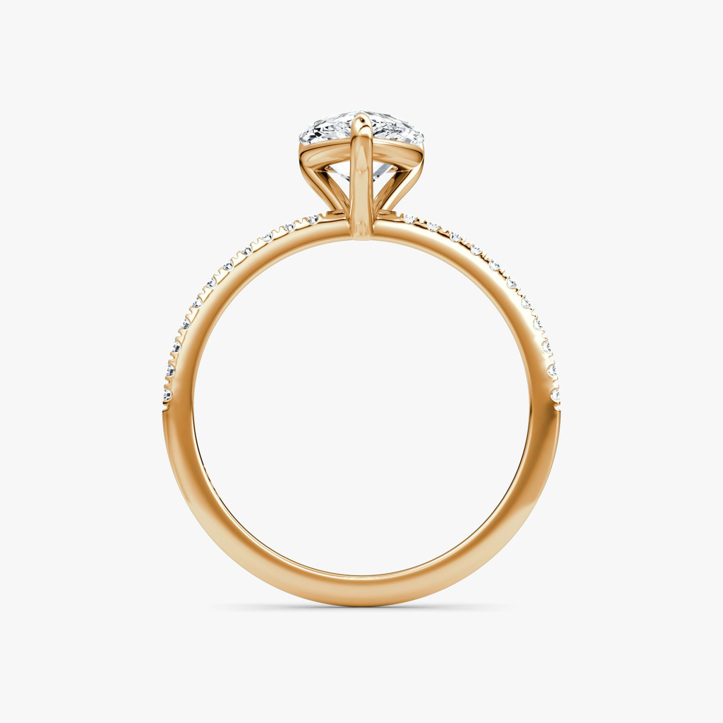 The Petite 4-Prong Solitaire | Pear | 14k | 14k Rose Gold | Band: Pavé | Diamond orientation: vertical | Carat weight: See full inventory