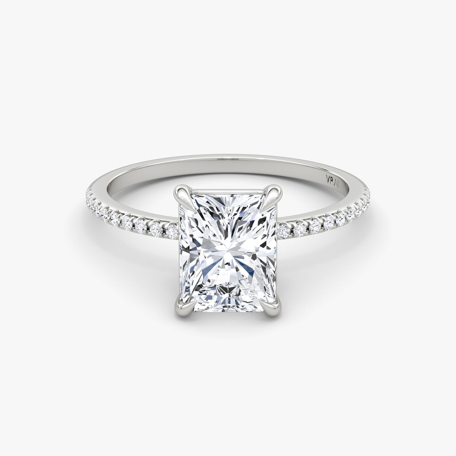 Petite 4-Prong Radiant Engagement Ring | 18k White Gold
