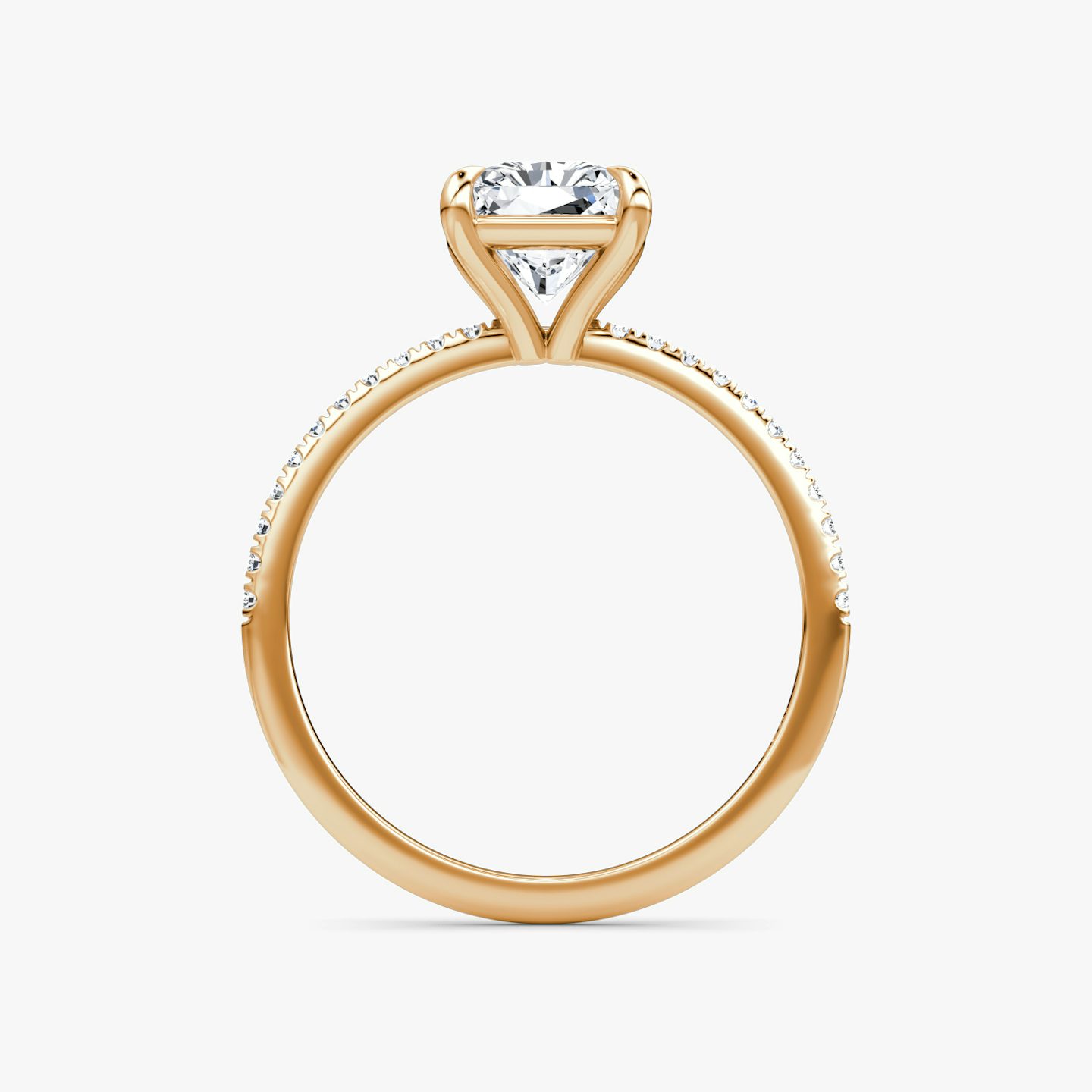 The Petite 4-Prong Solitaire | Radiant | 14k | 14k Rose Gold | Band: Pavé | Diamond orientation: vertical | Carat weight: See full inventory