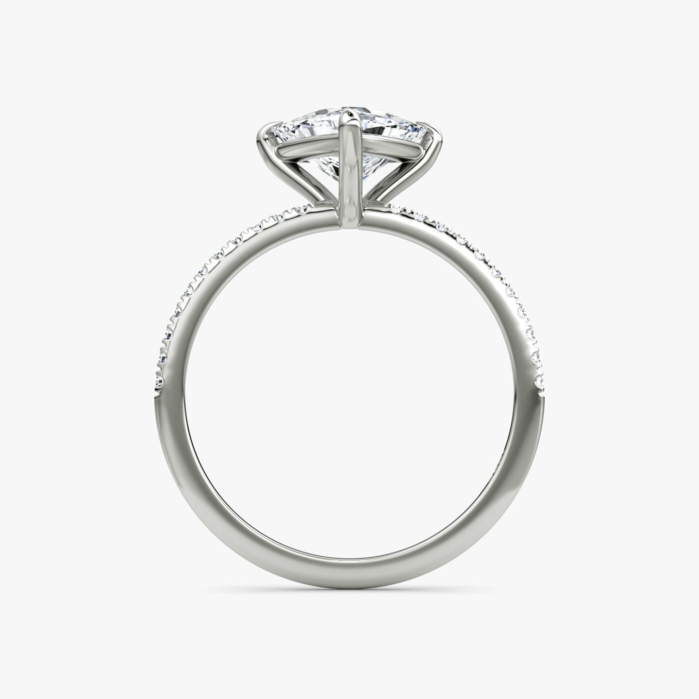 The Petite 4-Prong Solitaire | Trillion | Platinum | Band: Pavé | Diamond orientation: vertical | Carat weight: See full inventory