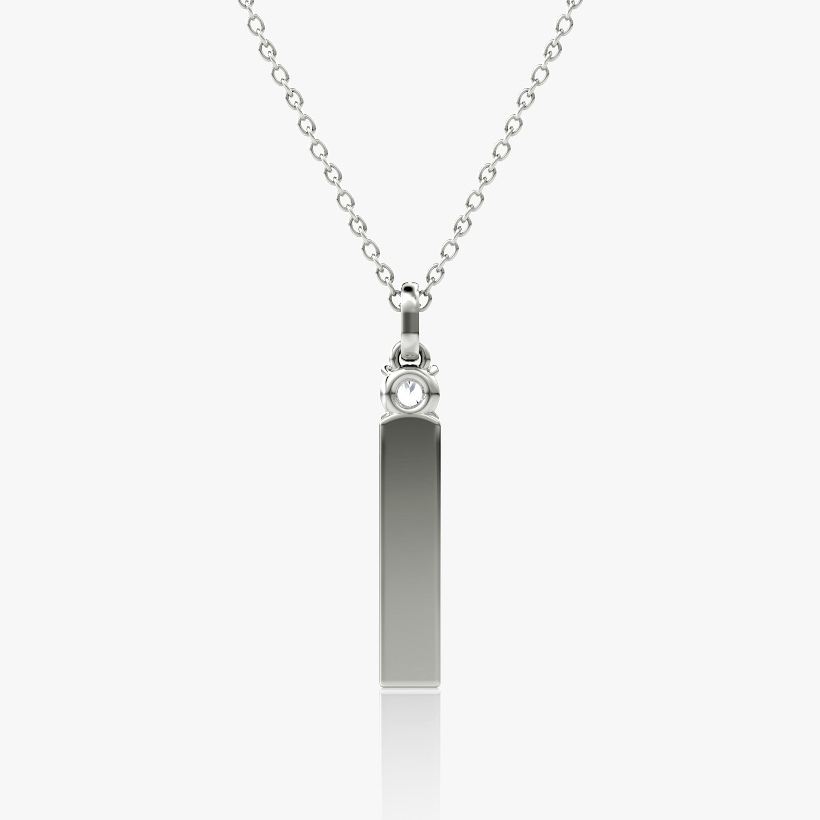 Solitaire Bar Pendant | Round Brilliant | Sterling Silver | Chain length: 16-18