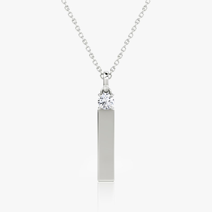 Solitaire Bar PendantRound Brilliant | Sterling Silver