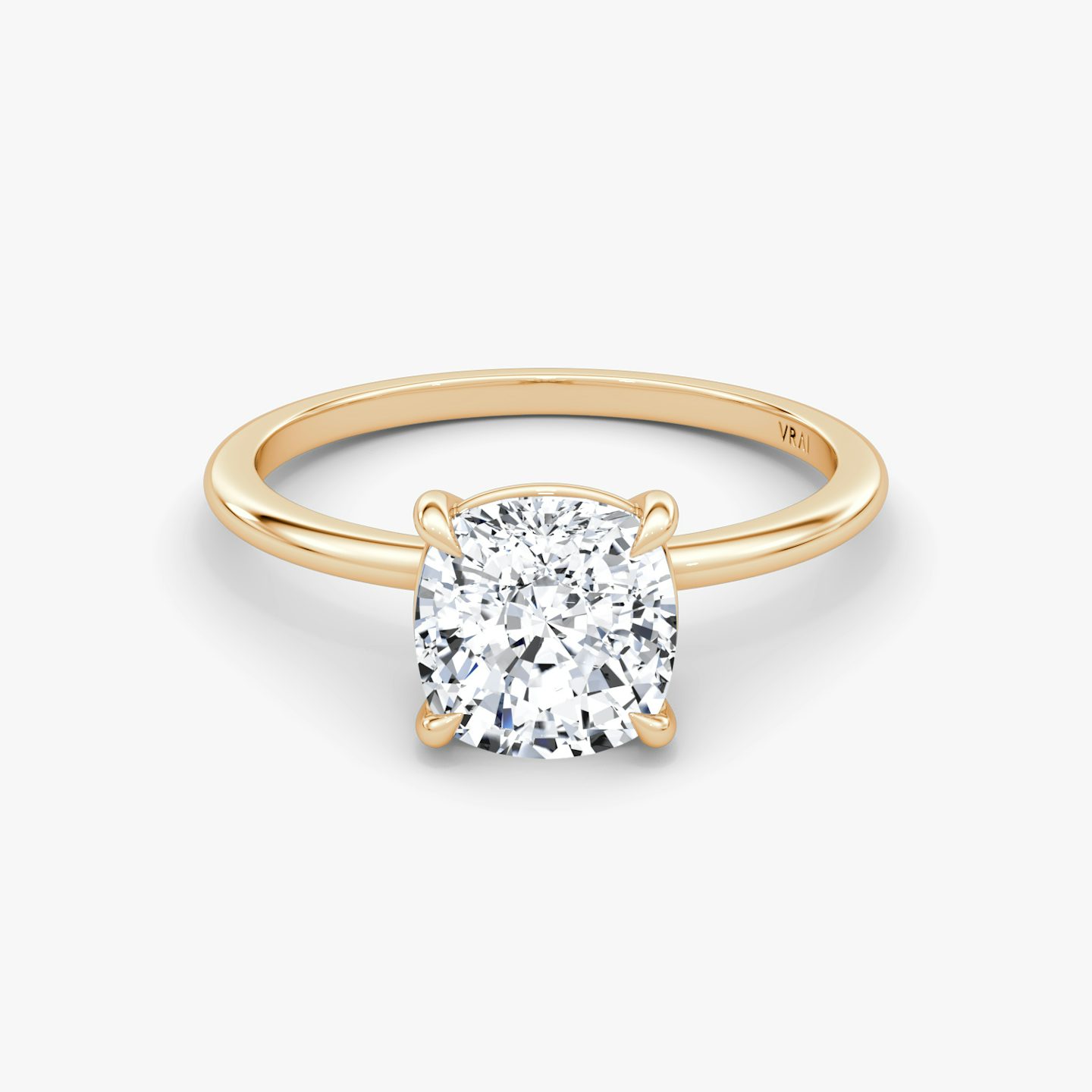 The Petite 4-Prong Solitaire | Pavé Cushion | 14k | 14k Rose Gold | Band: Plain | Diamond orientation: vertical | Carat weight: See full inventory
