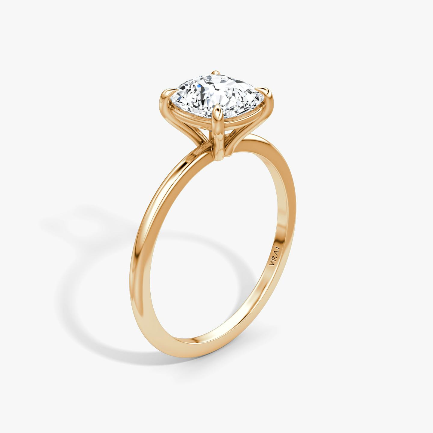The Petite 4-Prong Solitaire | Pavé Cushion | 14k | 14k Rose Gold | Band: Plain | Diamond orientation: vertical | Carat weight: See full inventory