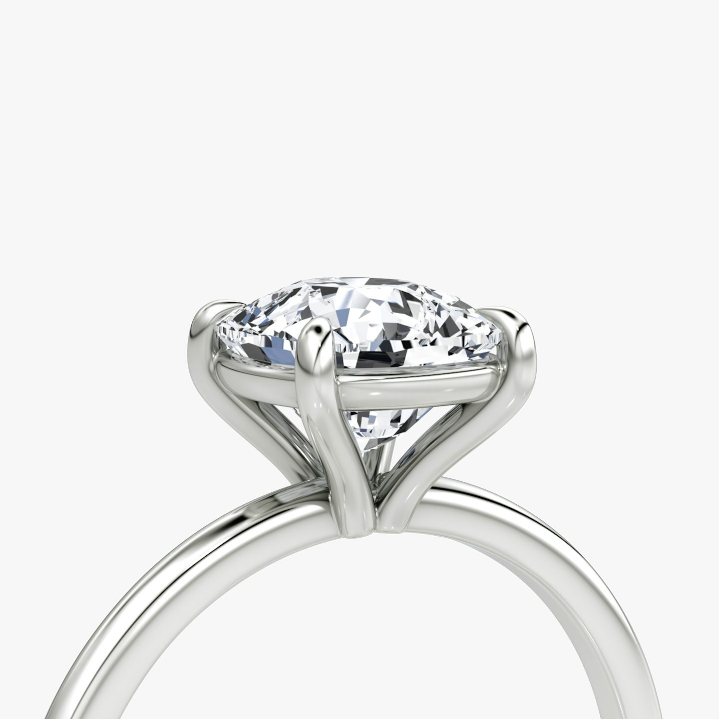 The Petite 4-Prong Solitaire | Pavé Cushion | 18k | 18k White Gold | Band: Plain | Diamond orientation: vertical | Carat weight: See full inventory