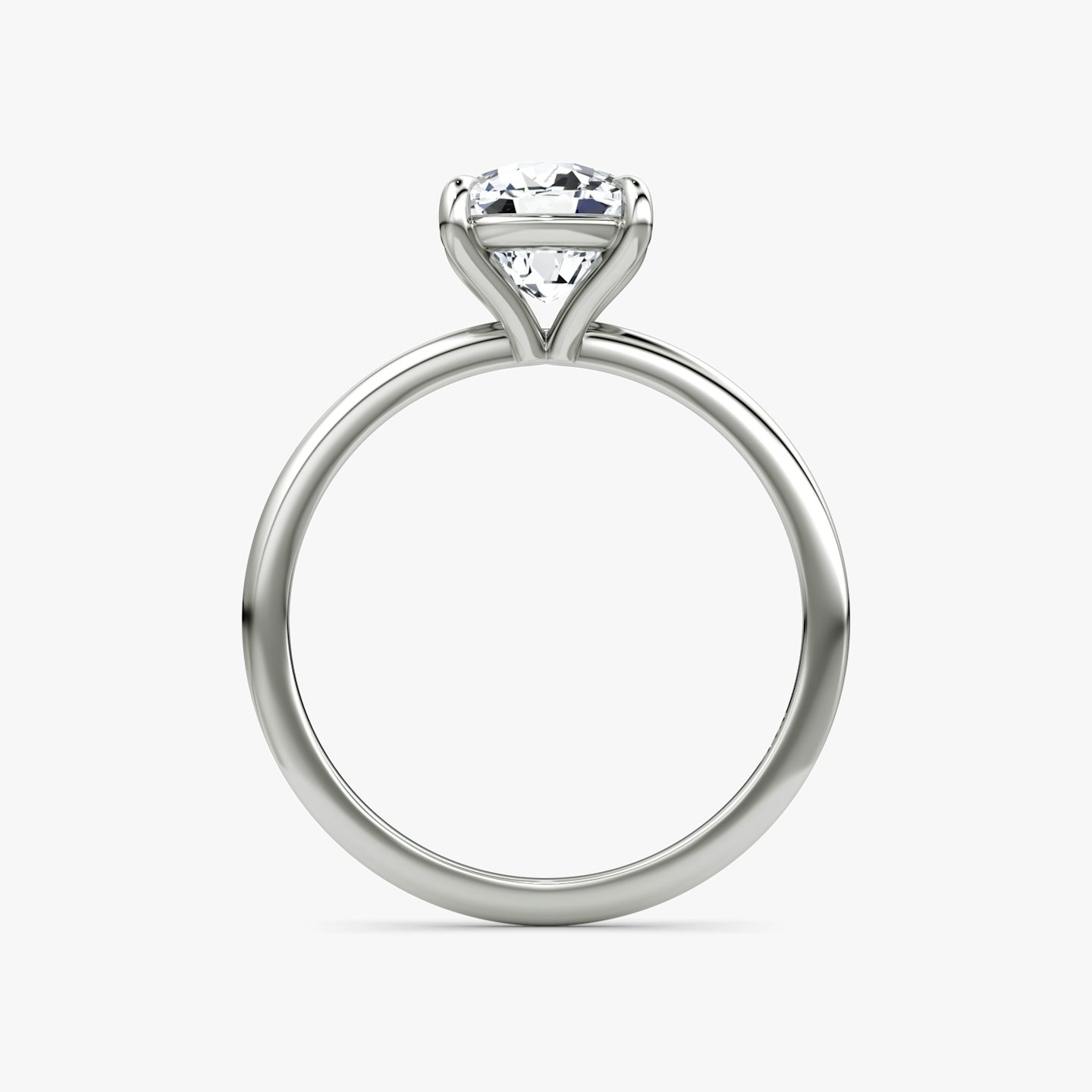The Petite 4-Prong Solitaire | Pavé Cushion | Platinum | Band: Plain | Diamond orientation: vertical | Carat weight: See full inventory