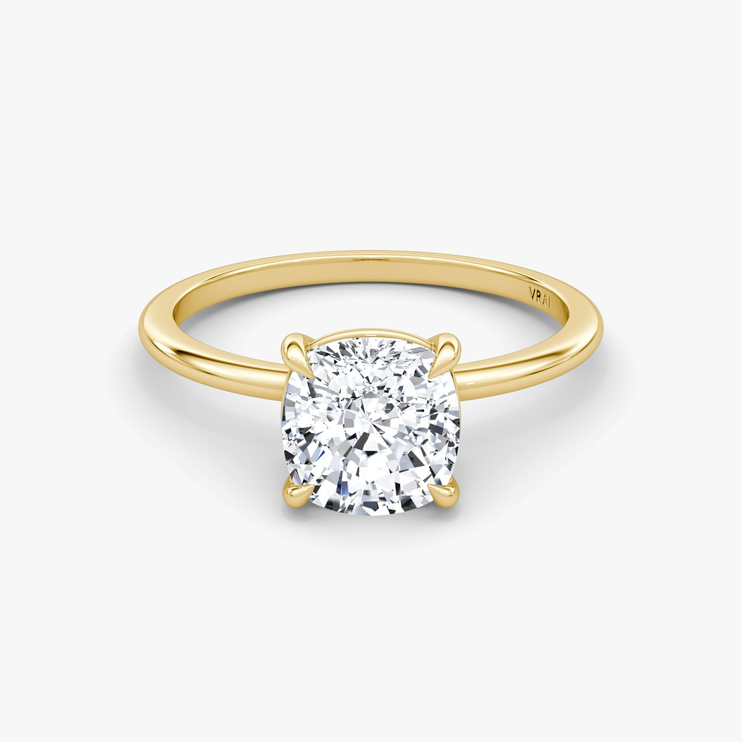 Petite 4-Prong Cushion Engagement Ring | 18k Yellow Gold
