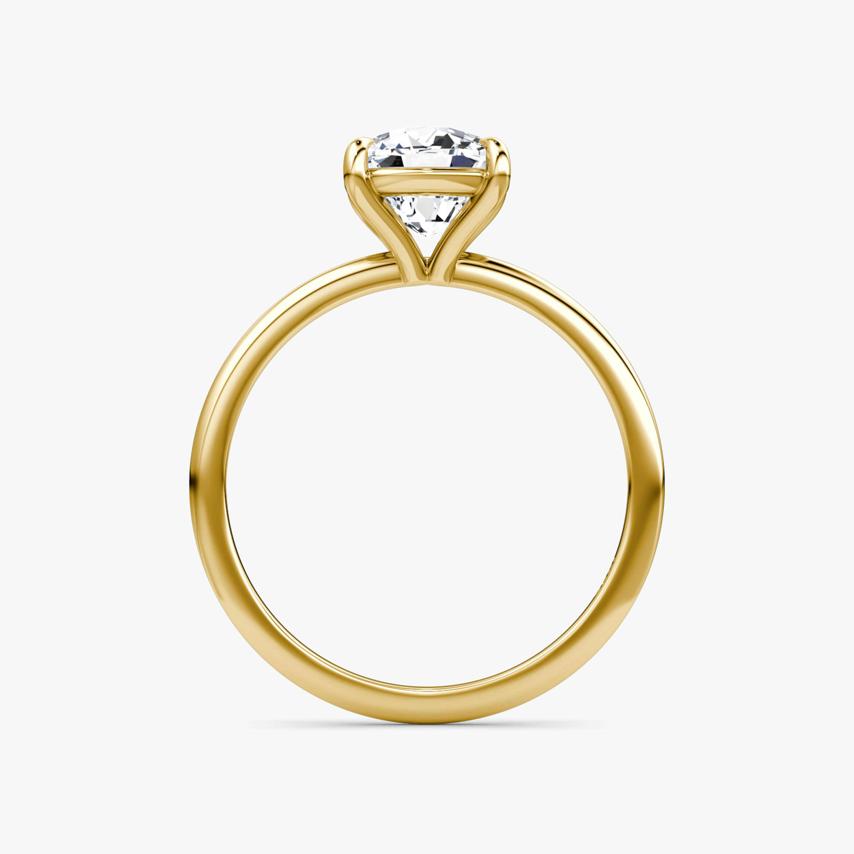 The Petite 4-Prong Solitaire | Pavé Cushion | 18k | 18k Yellow Gold | Band: Plain | Diamond orientation: vertical | Carat weight: See full inventory
