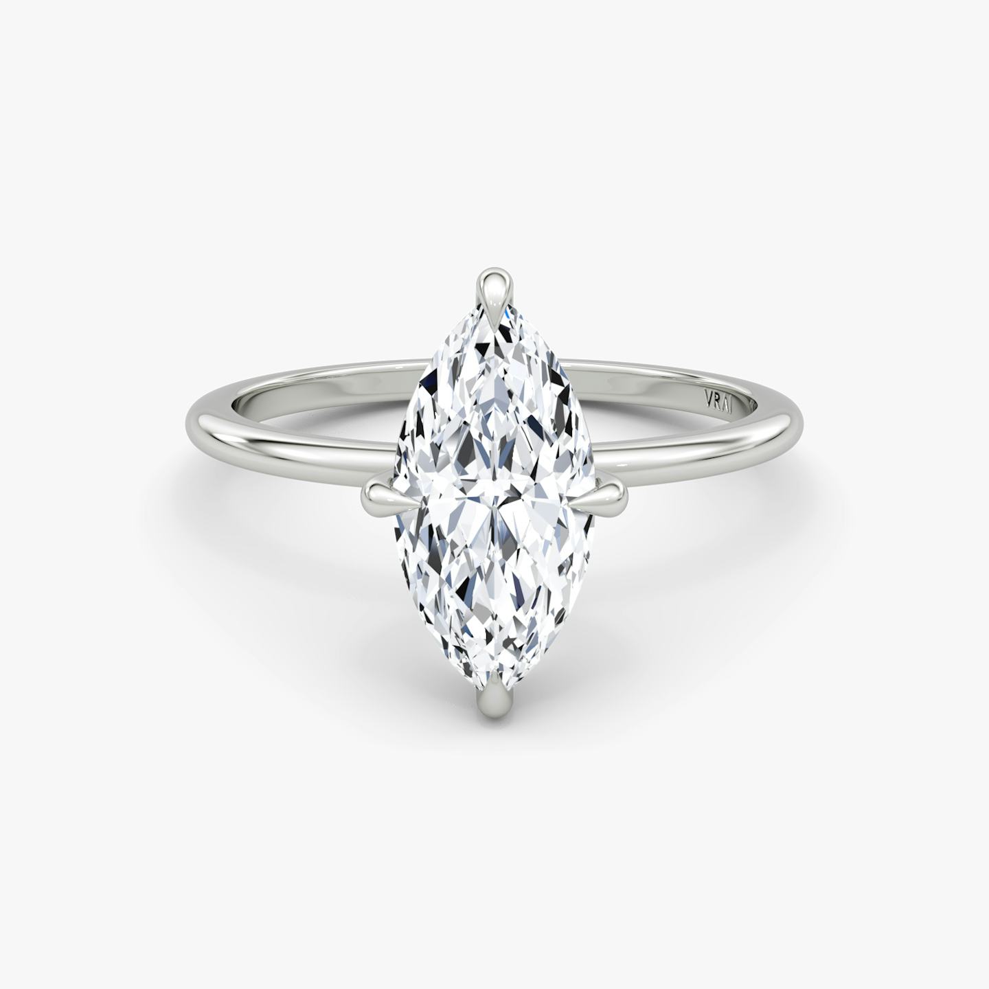 The Petite 4-Prong Solitaire | Pavé Marquise | Platinum | Band: Plain | Diamond orientation: vertical | Carat weight: See full inventory