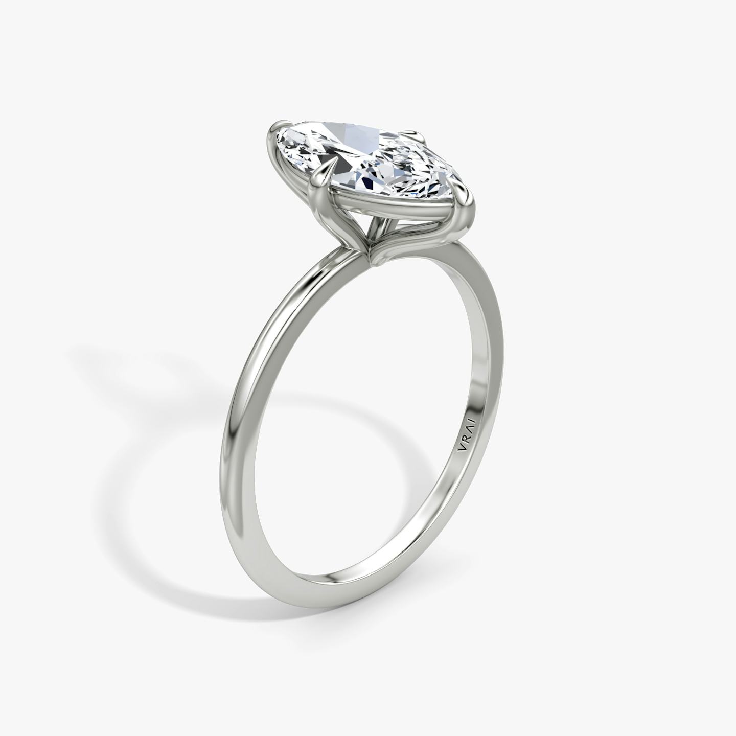 The Petite 4-Prong Solitaire | Pavé Marquise | Platinum | Band: Plain | Diamond orientation: vertical | Carat weight: See full inventory