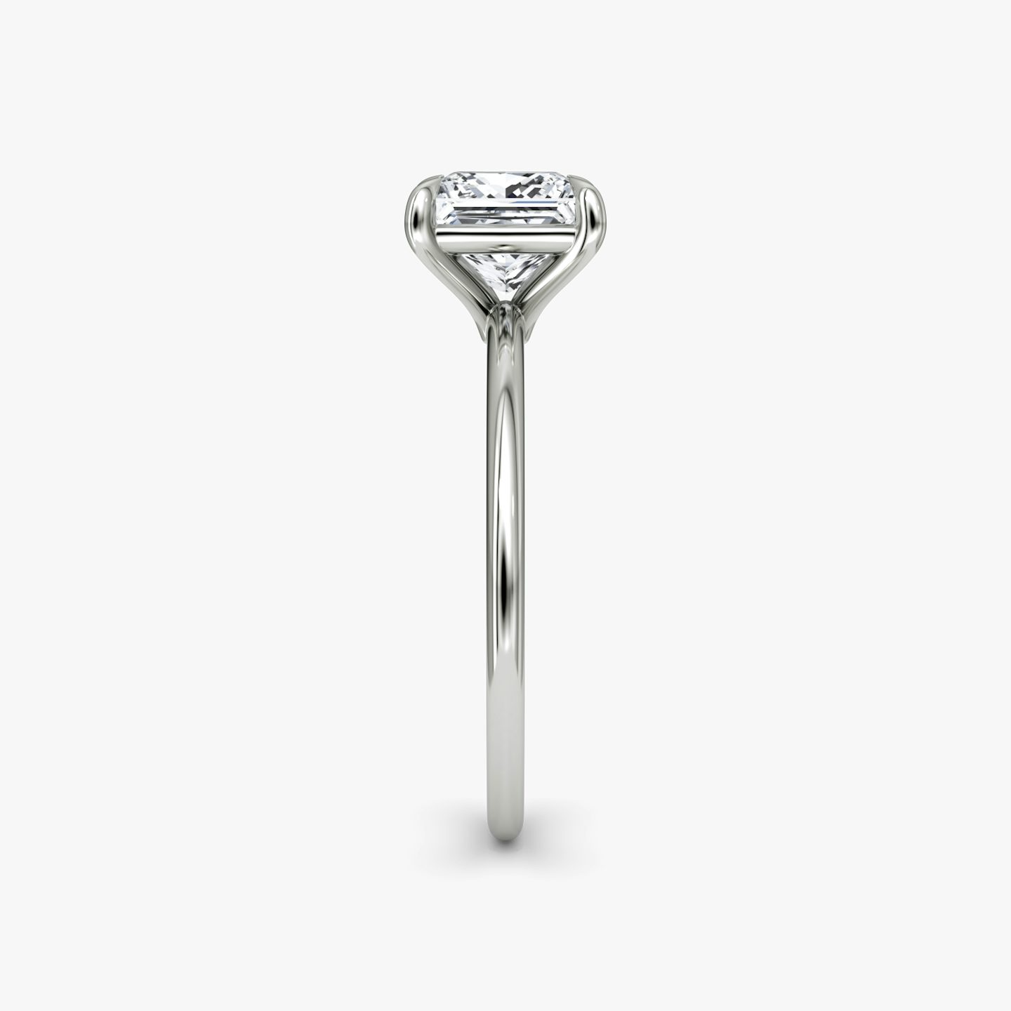 The Petite 4-Prong Solitaire | Princess | Platinum | Band: Plain | Diamond orientation: vertical | Carat weight: See full inventory