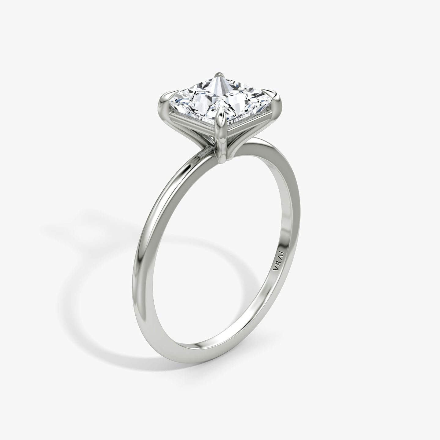 The Petite 4-Prong Solitaire | Princess | Platinum | Band: Plain | Diamond orientation: vertical | Carat weight: See full inventory