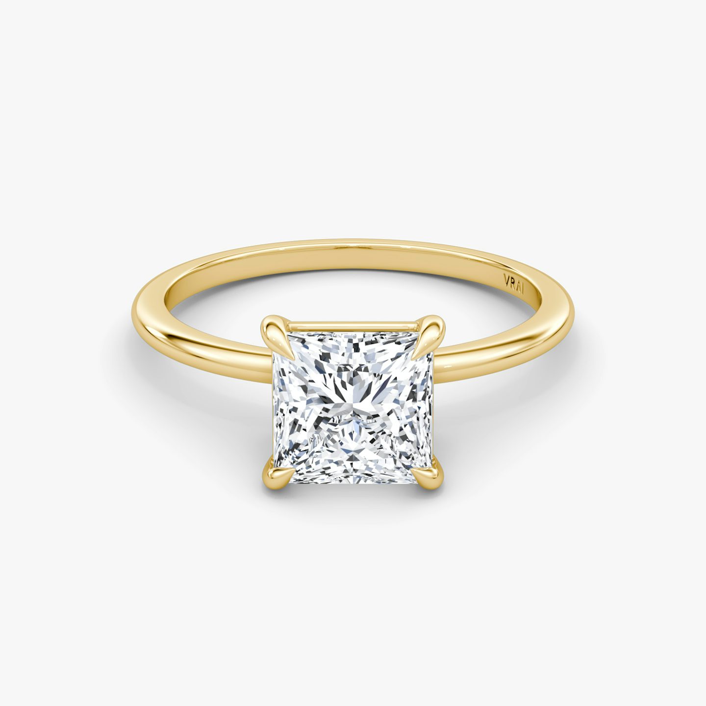 The Petite 4-Prong Solitaire | Princess | 18k | 18k Yellow Gold | Band: Plain | Diamond orientation: vertical | Carat weight: See full inventory