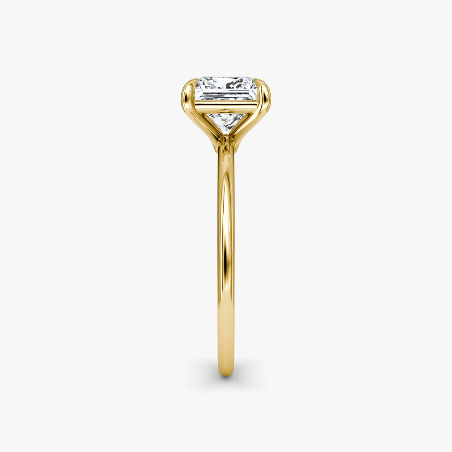 The Petite 4-Prong Solitaire | Princess | 18k | 18k Yellow Gold | Band: Plain | Diamond orientation: vertical | Carat weight: See full inventory