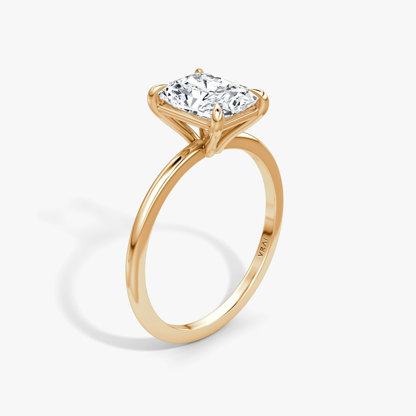 The Petite 4-Prong Solitaire | Radiant | 14k | 14k Rose Gold | Band: Plain | Diamond orientation: vertical | Carat weight: See full inventory