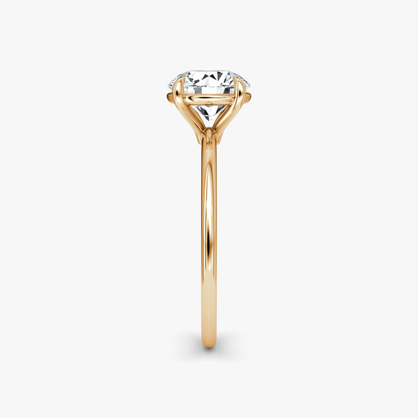 The Petite 4-Prong Solitaire | Round Brilliant | 14k | 14k Rose Gold | Band: Plain | Carat weight: 2 | Diamond orientation: vertical