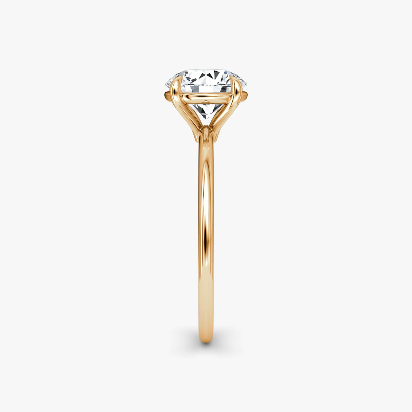 The Petite 4-Prong Solitaire | Round Brilliant | 14k | 14k Rose Gold | Band: Plain | Carat weight: 1 | Diamond orientation: vertical