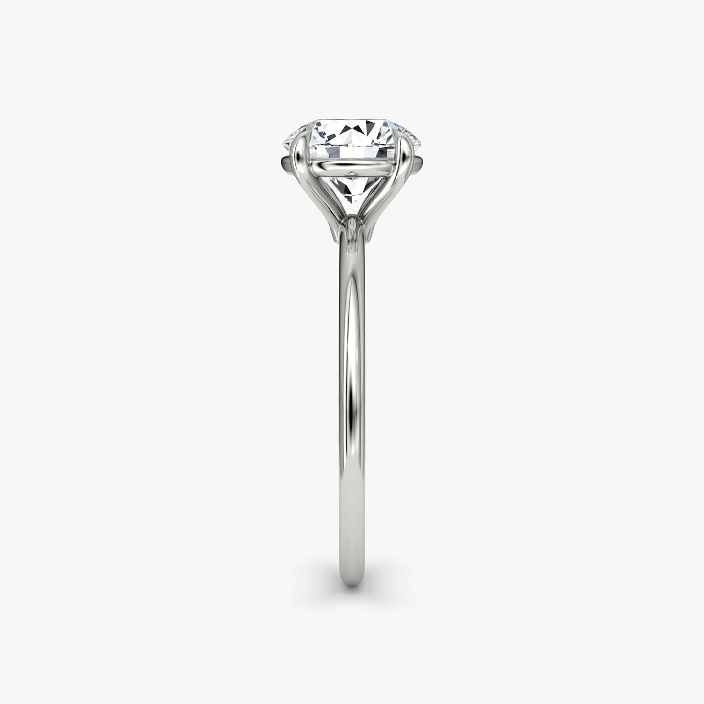 The Petite 4-Prong Solitaire | Round Brilliant | Platinum | Band: Plain | Carat weight: 1 | Diamond orientation: vertical