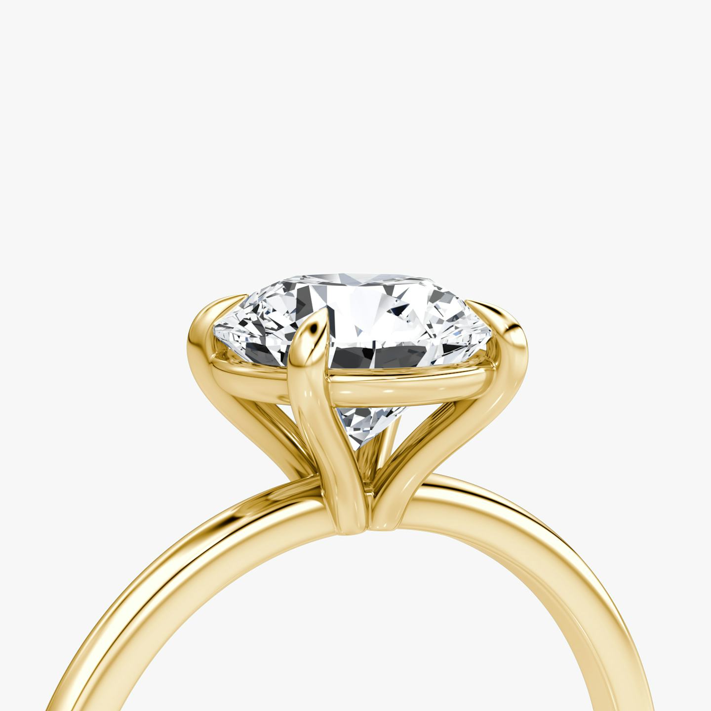 The Petite 4-Prong Solitaire | Round Brilliant | 18k | 18k Yellow Gold | Band: Plain | Carat weight: 1 | Diamond orientation: vertical