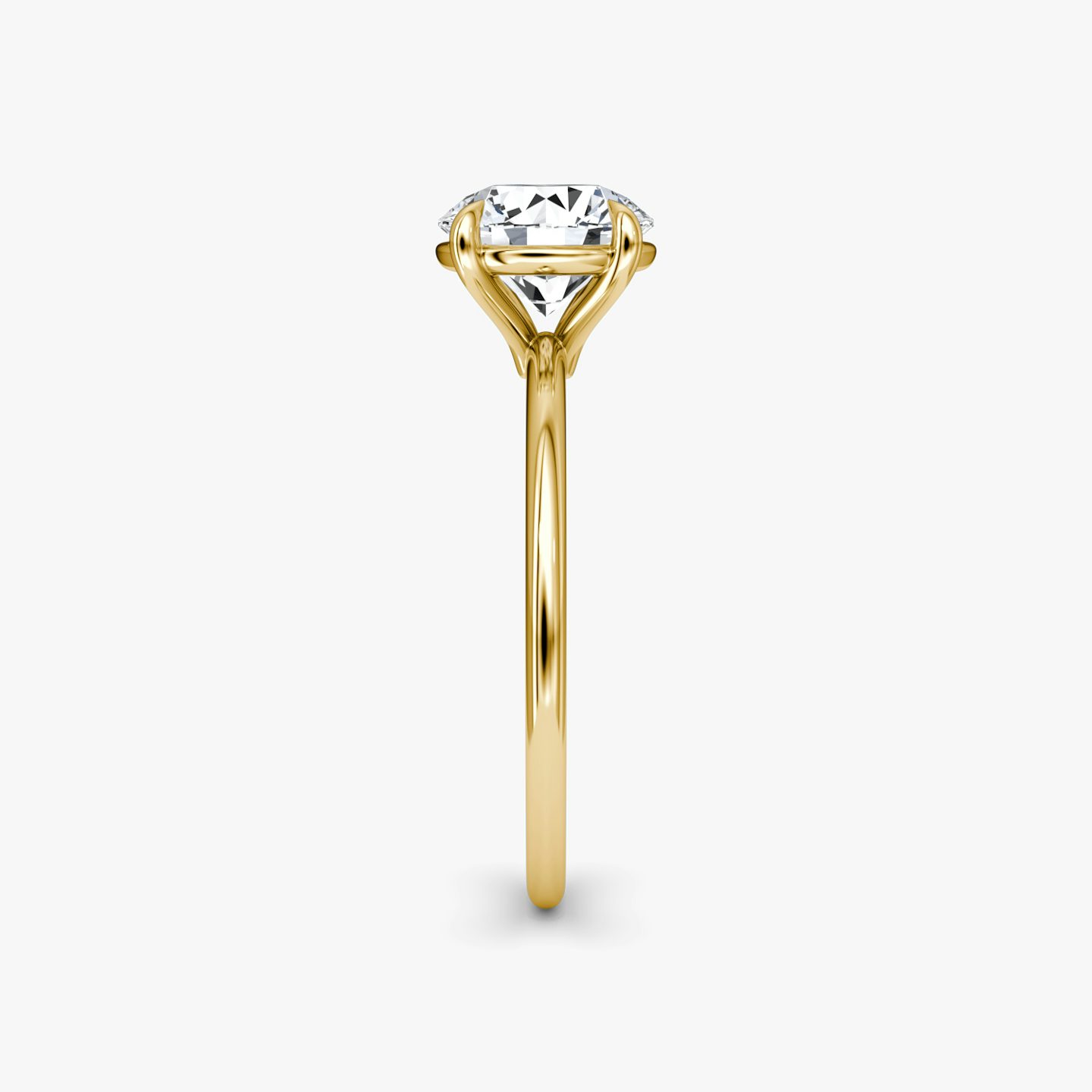 Bague de fiançailles Petite 4-Prong Solitaire | Rond Brillant | 18k | Or jaune 18 carats | Anneau: Simple | Poids en carats: 1½ | Orientation du diamant: vertical