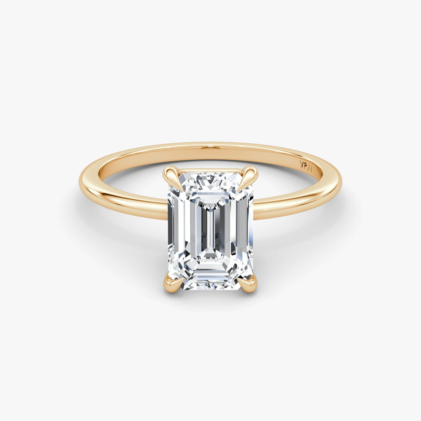 The Petite 4-Prong Solitaire | Emerald | 14k | 14k Rose Gold | Band: Plain | Diamond orientation: vertical | Carat weight: See full inventory