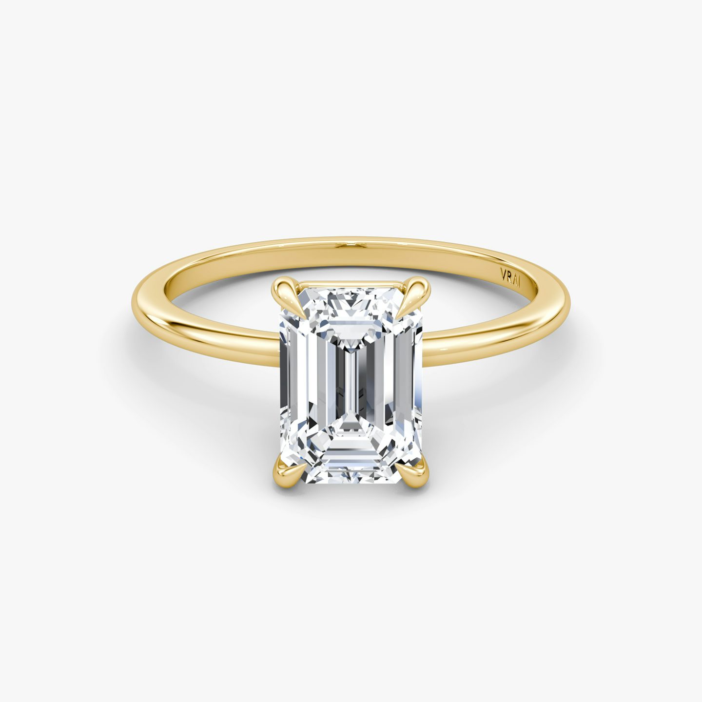 The Petite 4-Prong Solitaire | Emerald | 18k | 18k Yellow Gold | Band: Plain | Diamond orientation: vertical | Carat weight: See full inventory