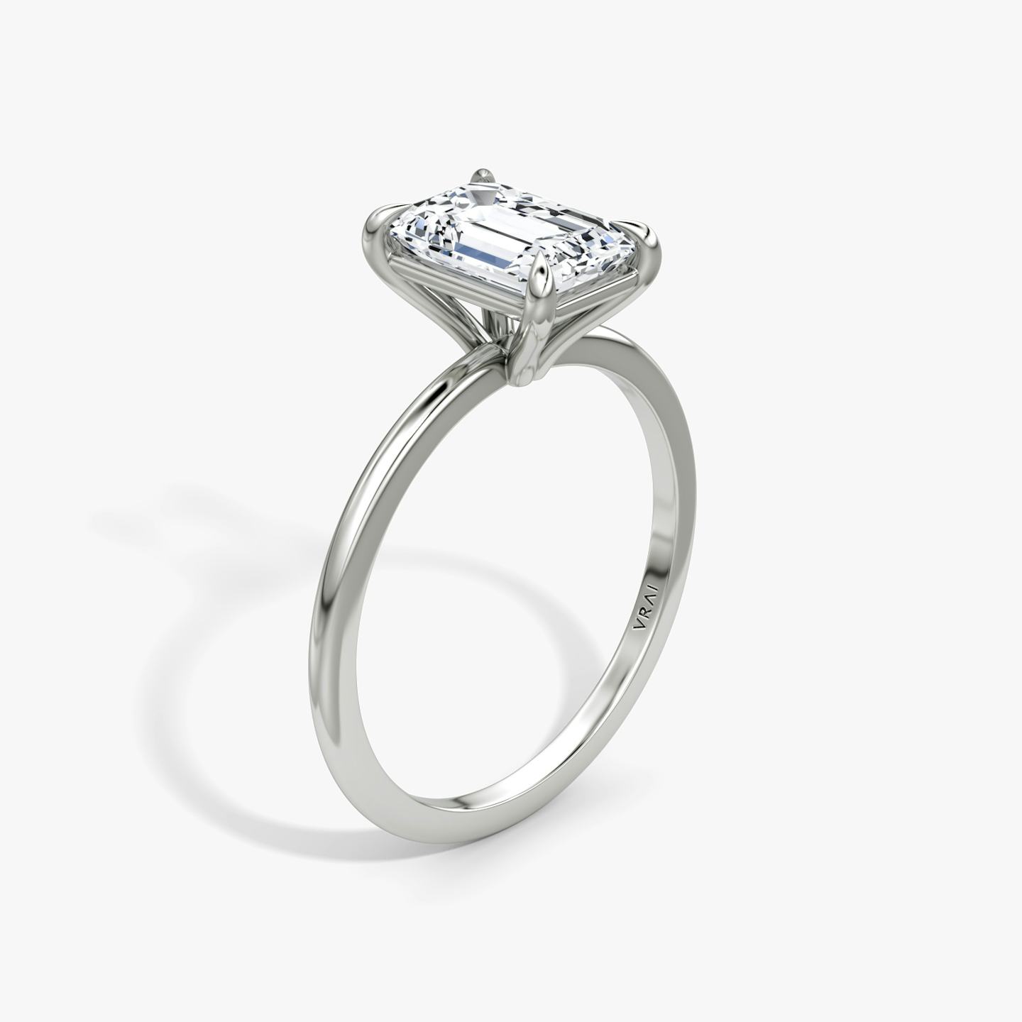 The Petite 4-Prong Solitaire | Emerald | Platinum | Band: Plain | Diamond orientation: vertical | Carat weight: See full inventory