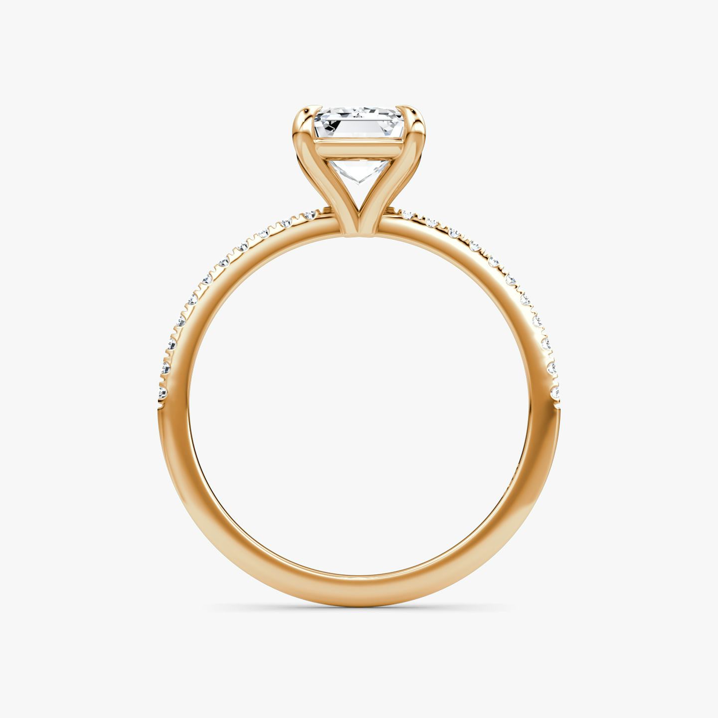 The Petite 4-Prong Solitaire | Emerald | 14k | 14k Rose Gold | Band: Pavé | Diamond orientation: vertical | Carat weight: See full inventory