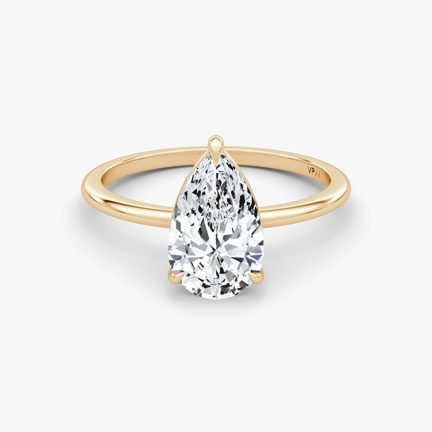 The Petite 4-Prong Solitaire | Pear | 14k | 14k Rose Gold | Band: Plain | Diamond orientation: vertical | Carat weight: See full inventory