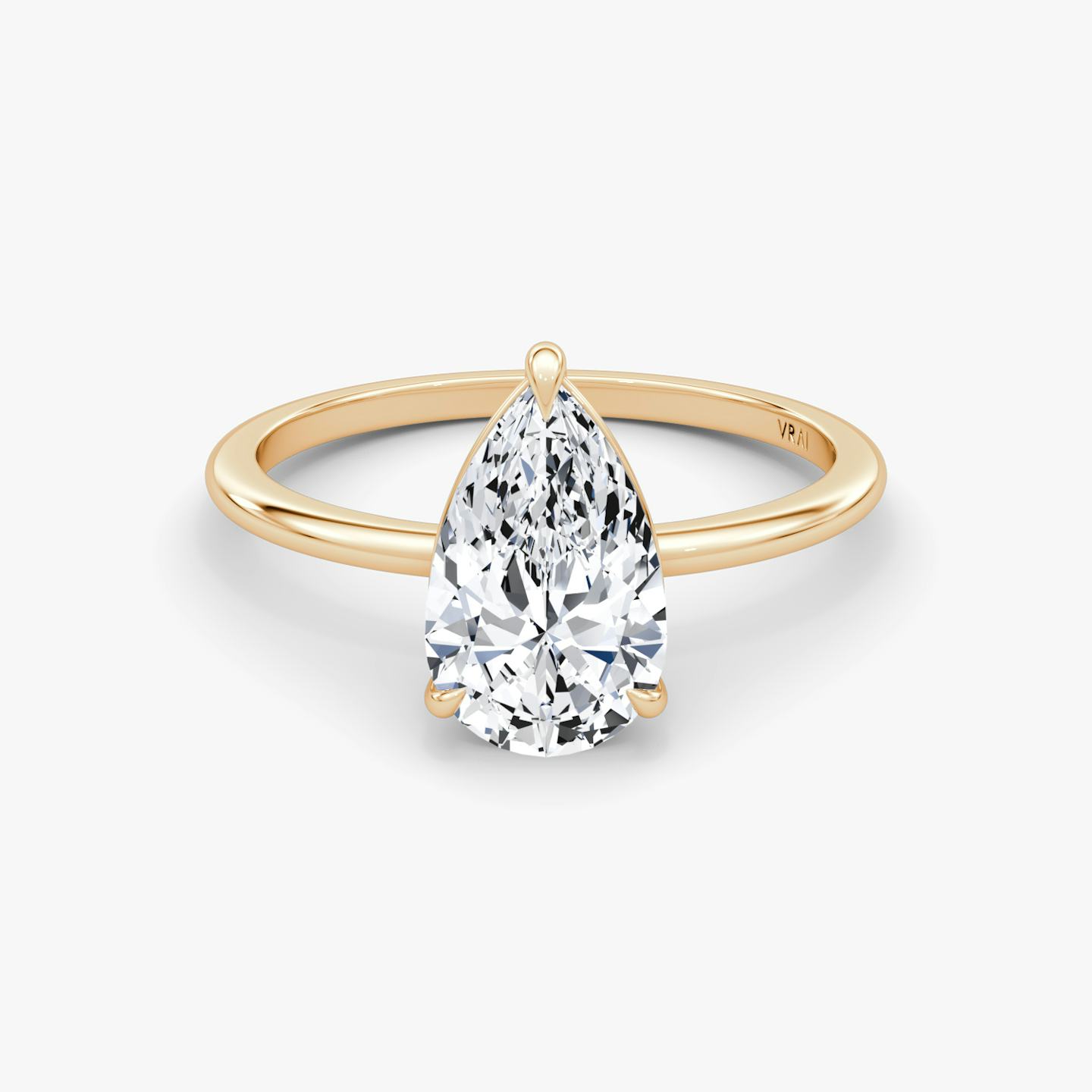 The Petite 4-Prong Solitaire | Pear | 14k | 14k Rose Gold | Band: Plain | Diamond orientation: vertical | Carat weight: See full inventory
