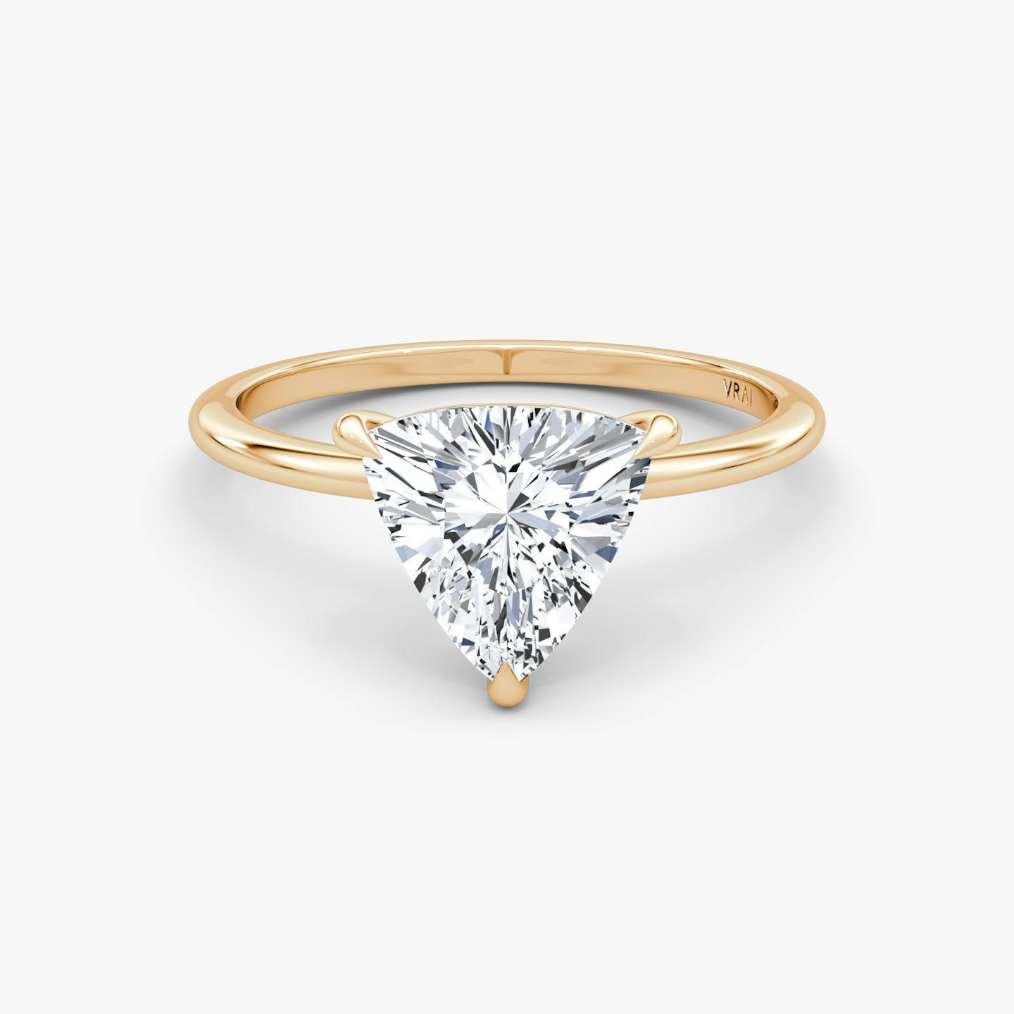 The Petite 4-Prong Solitaire | Trillion | 14k | 14k Rose Gold | Band: Plain | Diamond orientation: vertical | Carat weight: See full inventory