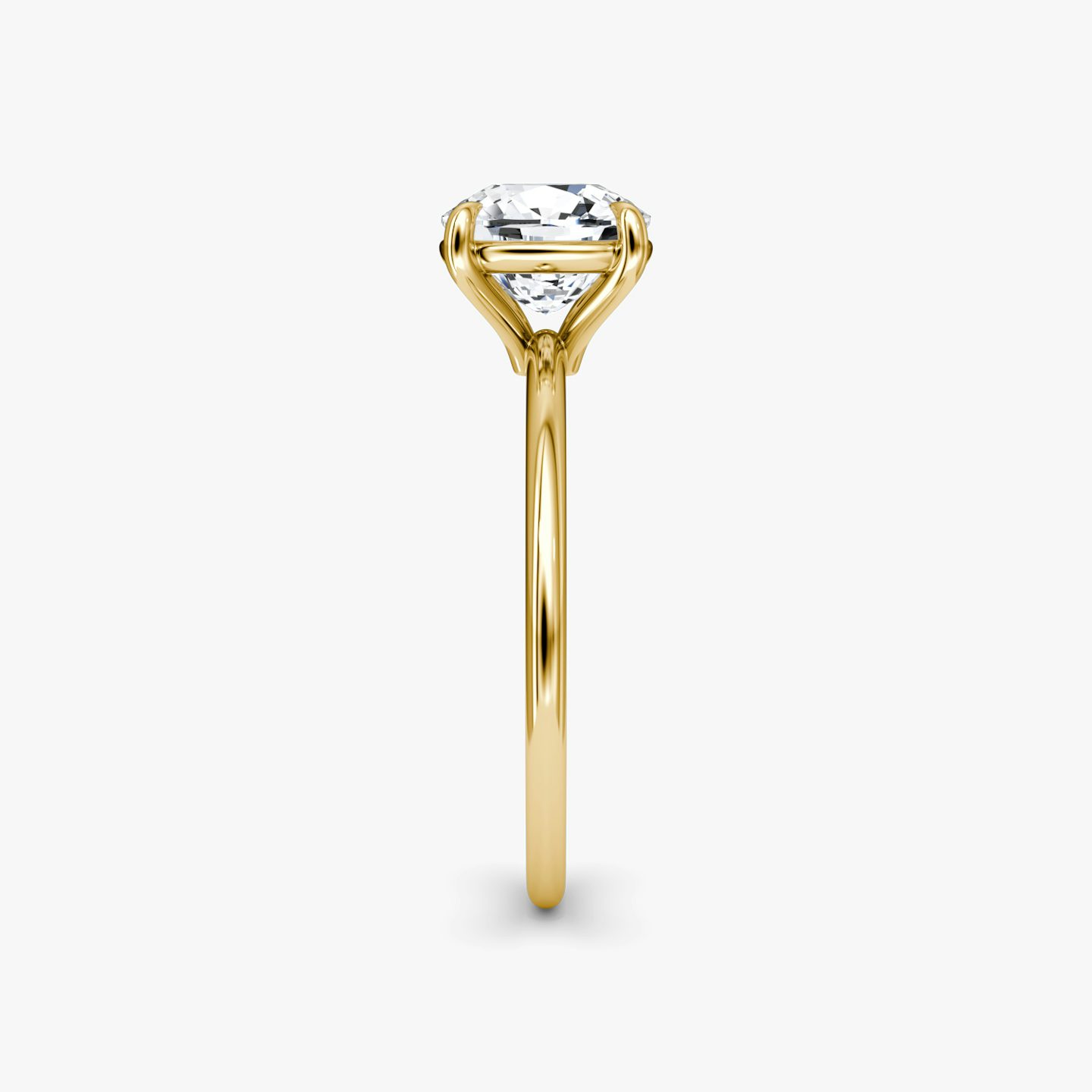 The Petite 4-Prong Solitaire | Pavé Cushion | 18k | 18k Yellow Gold | Band: Plain | Diamond orientation: vertical | Carat weight: See full inventory