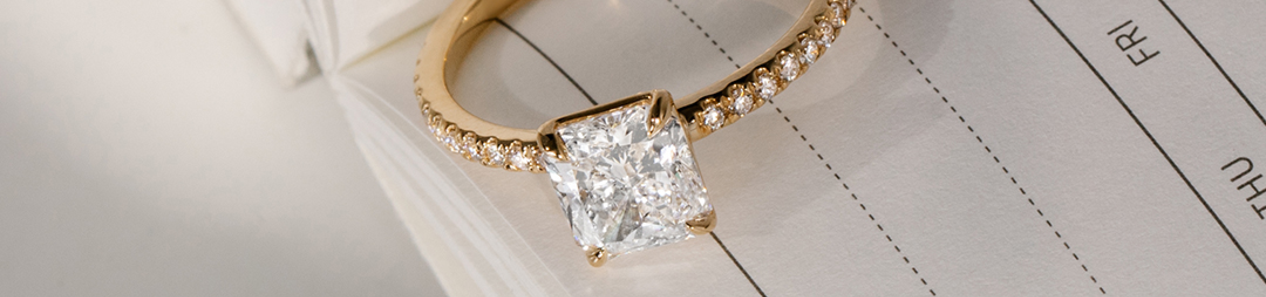 Princess Cut Engagement Rings and Wedding Band VRAI