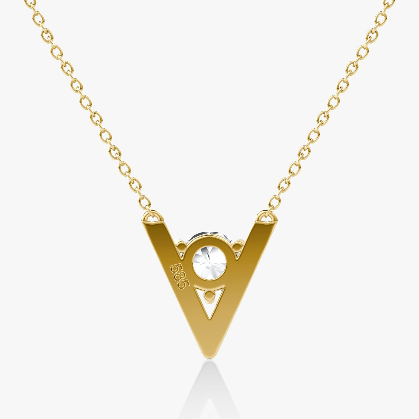 Collar VRAI V Solitario | Brillante | 14k | Oro amarillo de 18 quilates | Peso en quilates: 1