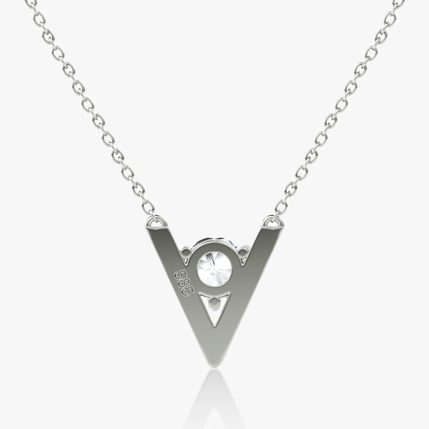 VRAI V Solitaire Necklace | Round Brilliant | 14k | 18k White Gold | Carat weight: 1