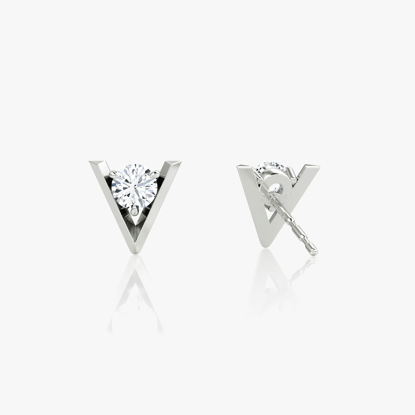 VRAI V Solitaire Studs | Round Brilliant | Sterling Silver | Carat weight: 1/10