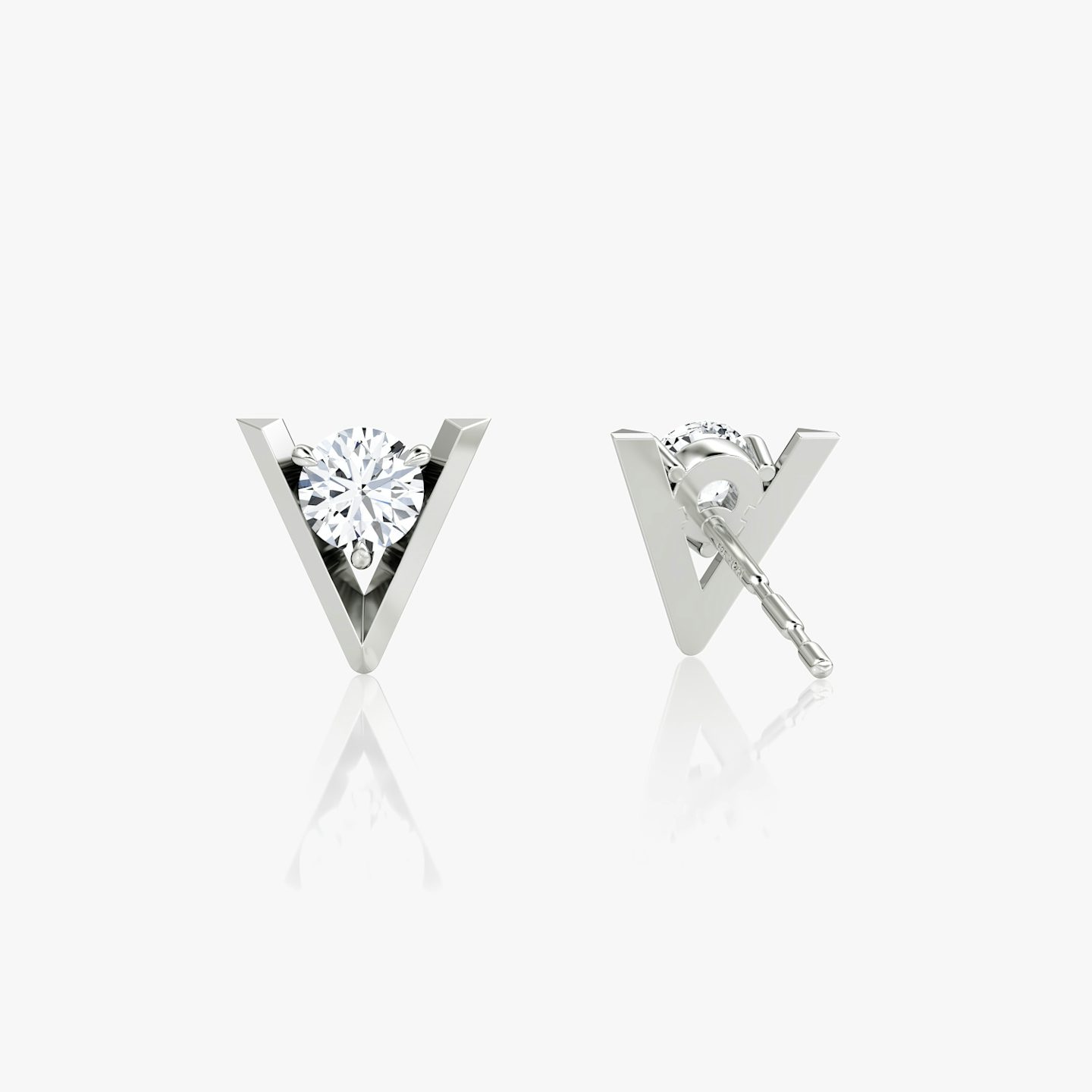 VRAI V Solitaire Studs | Round Brilliant | Sterling Silver | Carat weight: 1/4