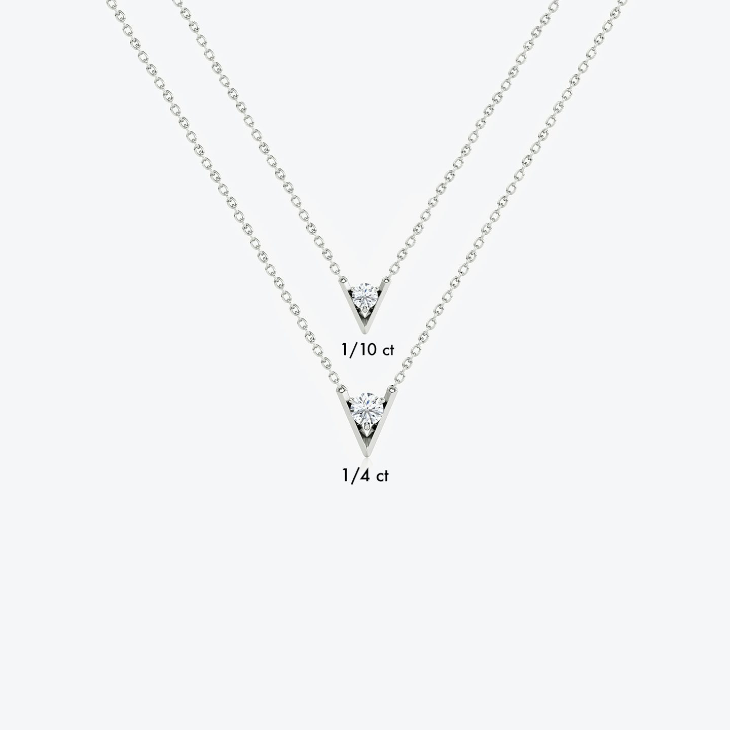 VRAI V Solitaire Necklace | Round Brilliant | Sterling Silver | Carat weight: 1/4