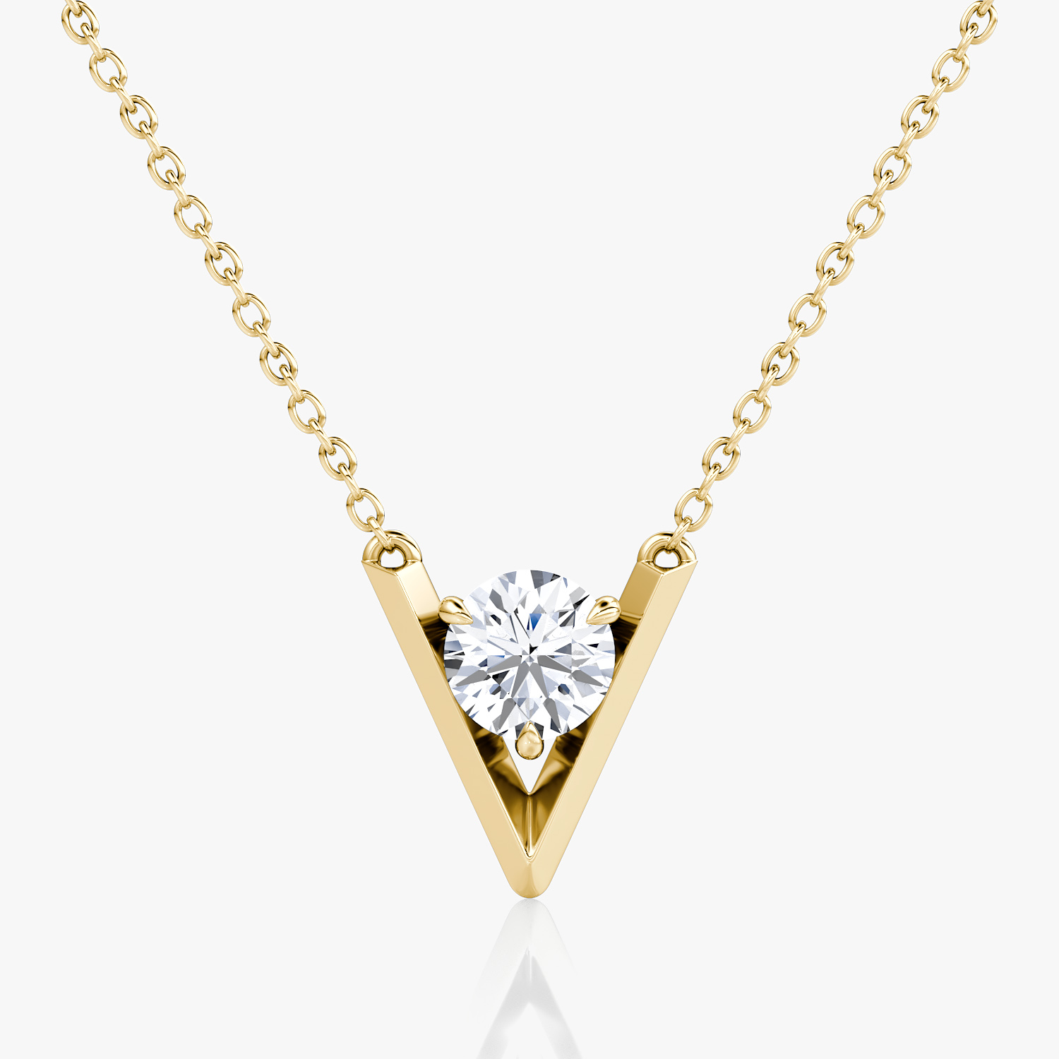 VRAI V Solitaire Necklace in Yellow Gold | 0.75ct Carat VRAI