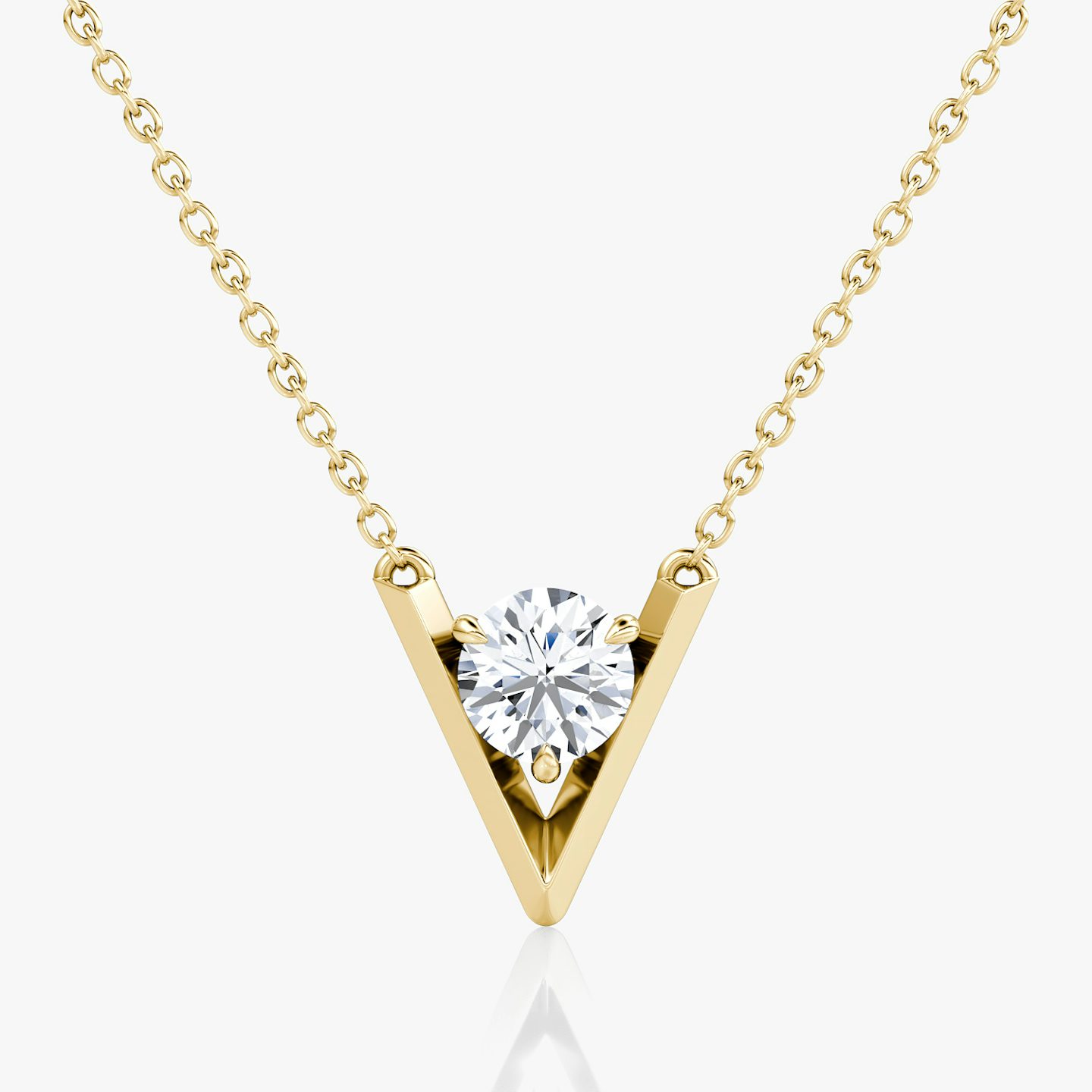 VRAI V Solitaire Necklace | Round Brilliant | 14k | 18k Yellow Gold | Carat weight: 3/4