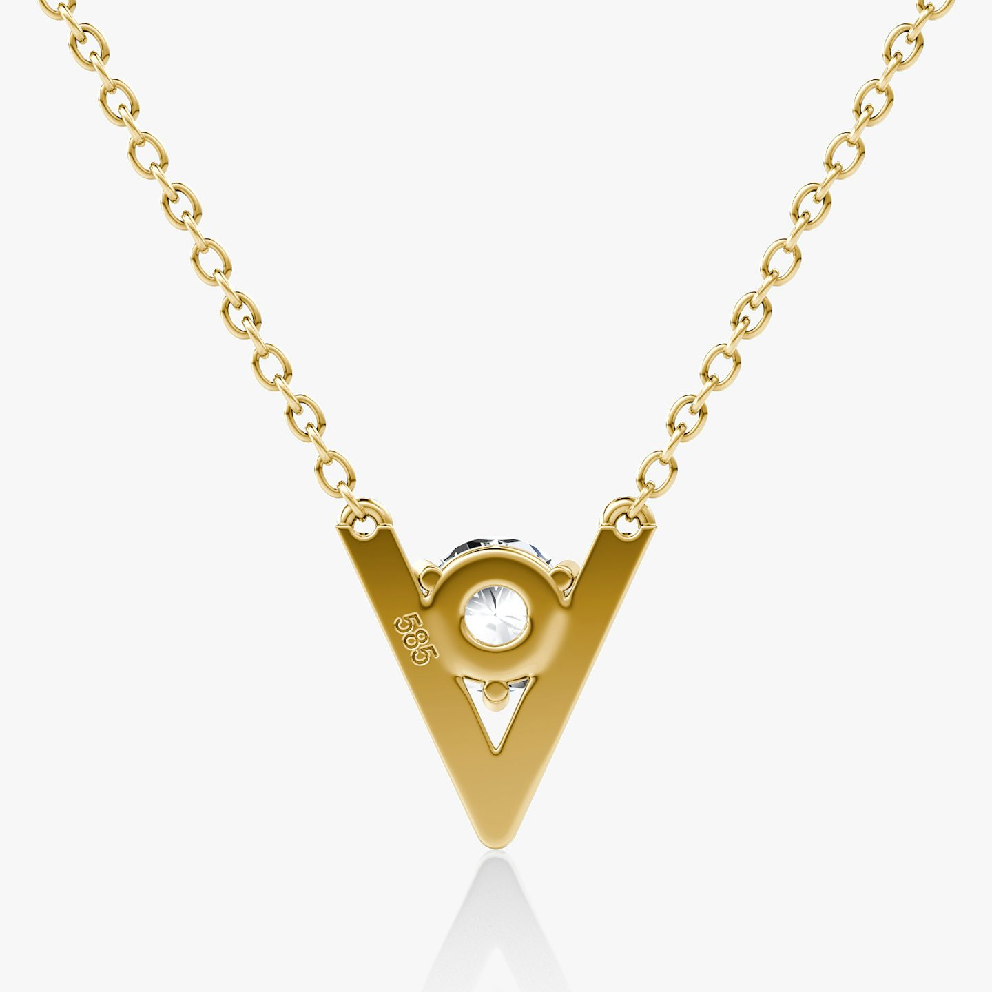 Collar VRAI V Solitario | Brillante | 14k | Oro amarillo de 18 quilates | Peso en quilates: 1/2