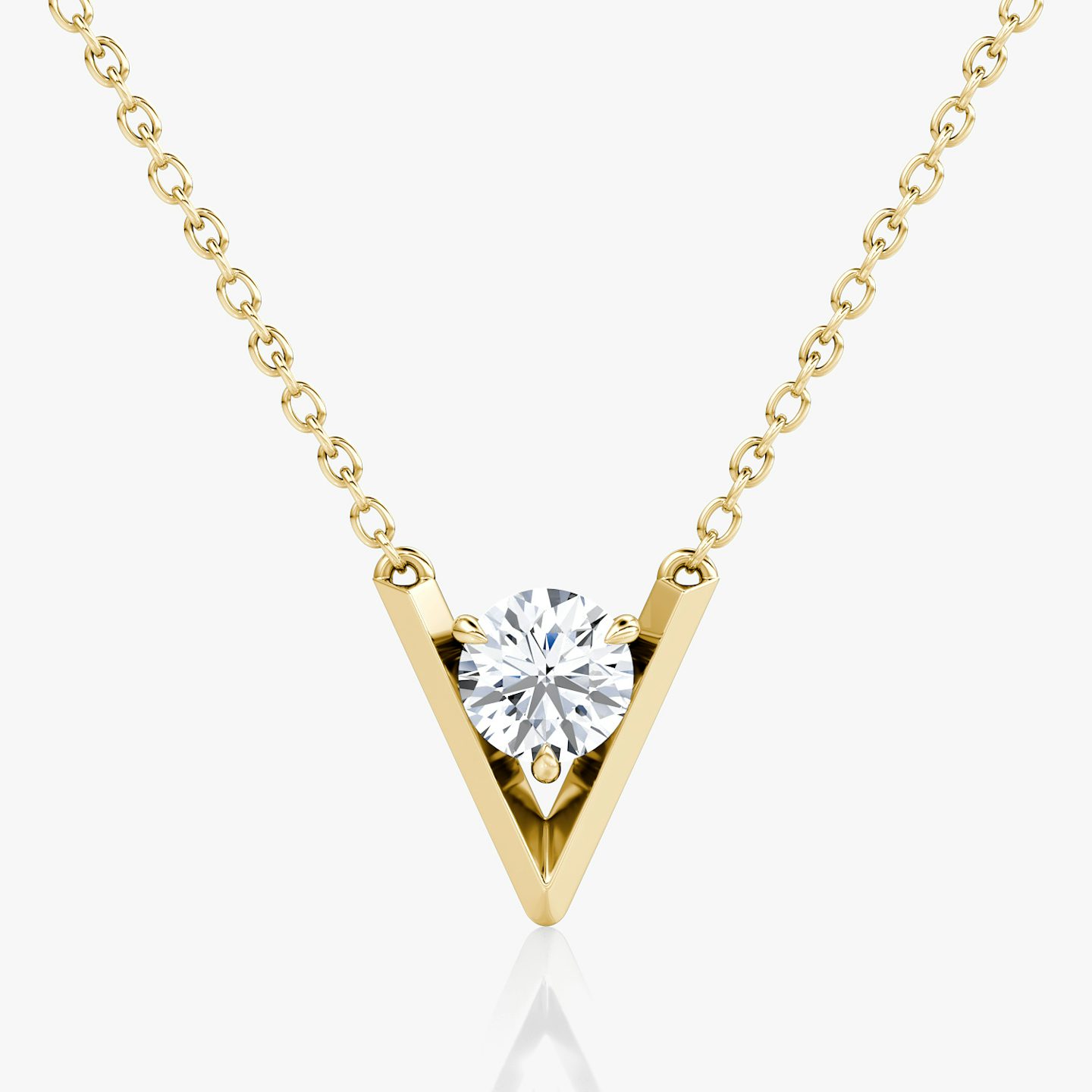 VRAI V Solitaire Necklace | Round Brilliant | 14k | 18k Yellow Gold | Carat weight: 1/2