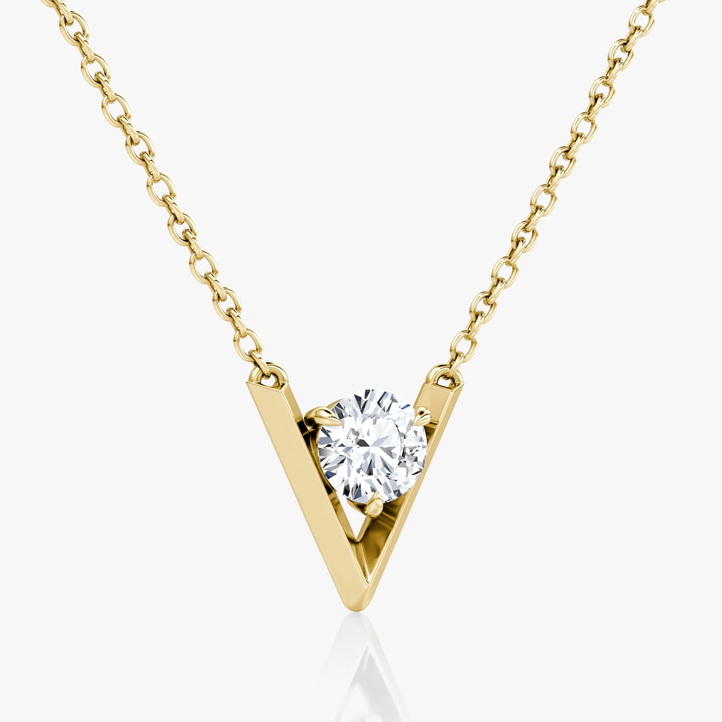 VRAI V Solitaire Necklace | Round Brilliant | 14k | 18k Yellow Gold | Carat weight: 1/2