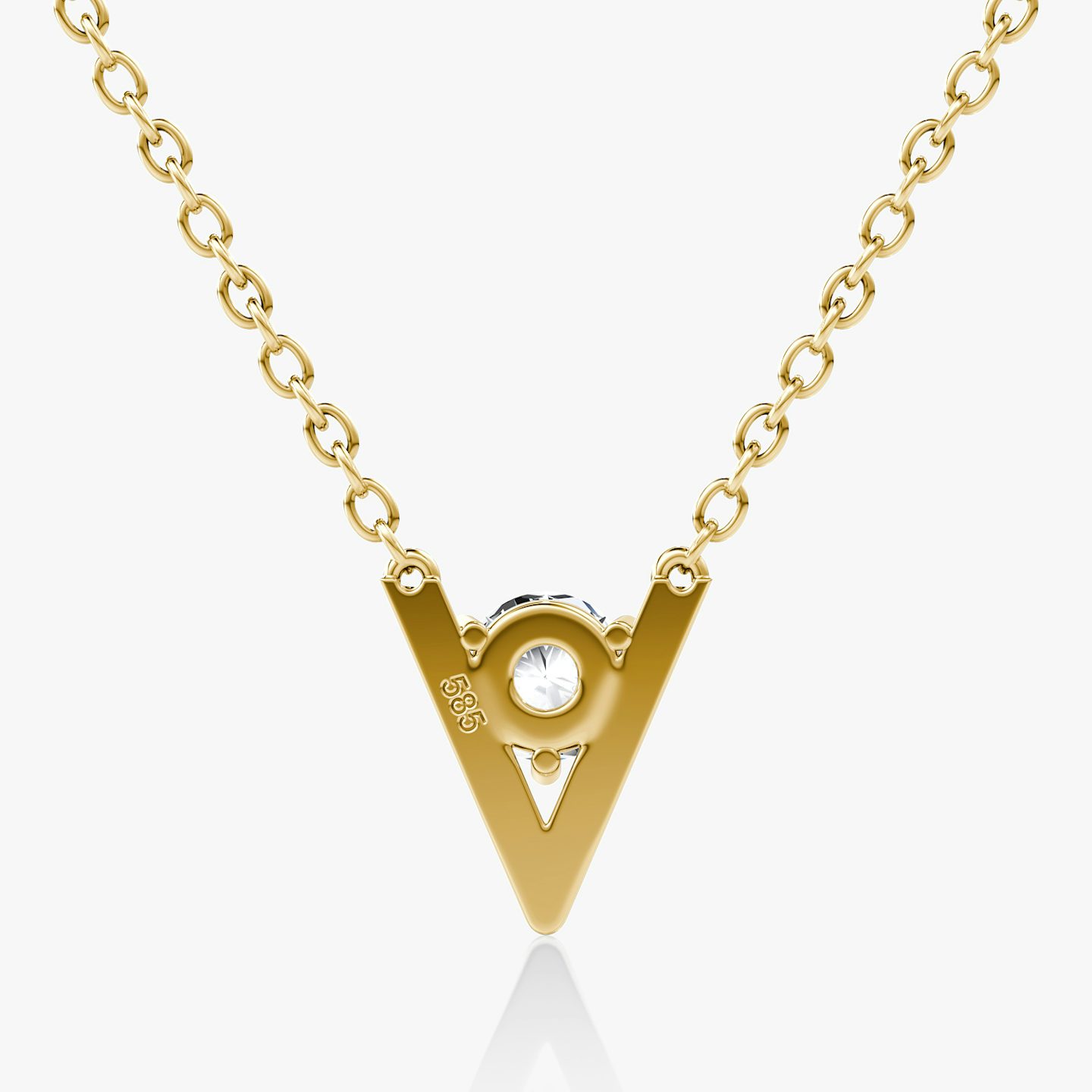Collar VRAI V Solitario | Brillante | 14k | Oro amarillo de 18 quilates | Peso en quilates: 1/4