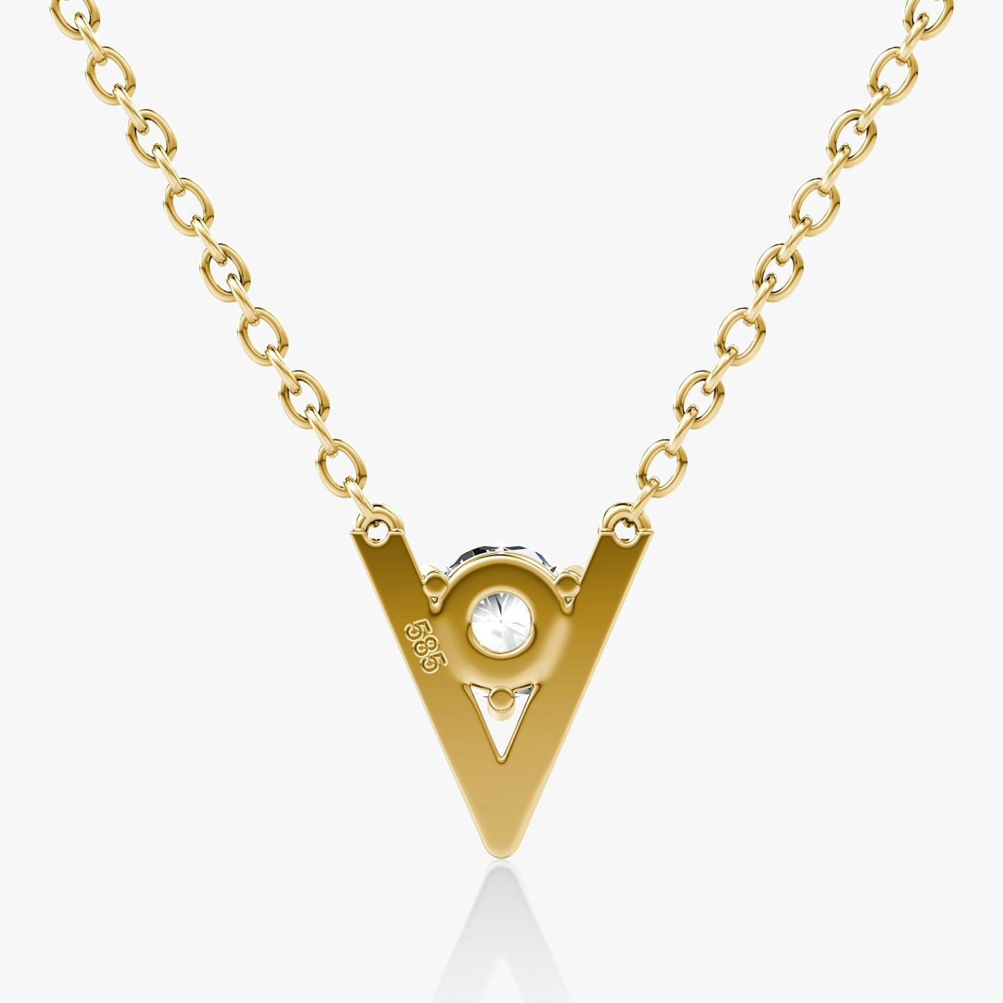 VRAI V Solitaire Necklace | Round Brilliant | 14k | 18k Yellow Gold | Carat weight: 1/4