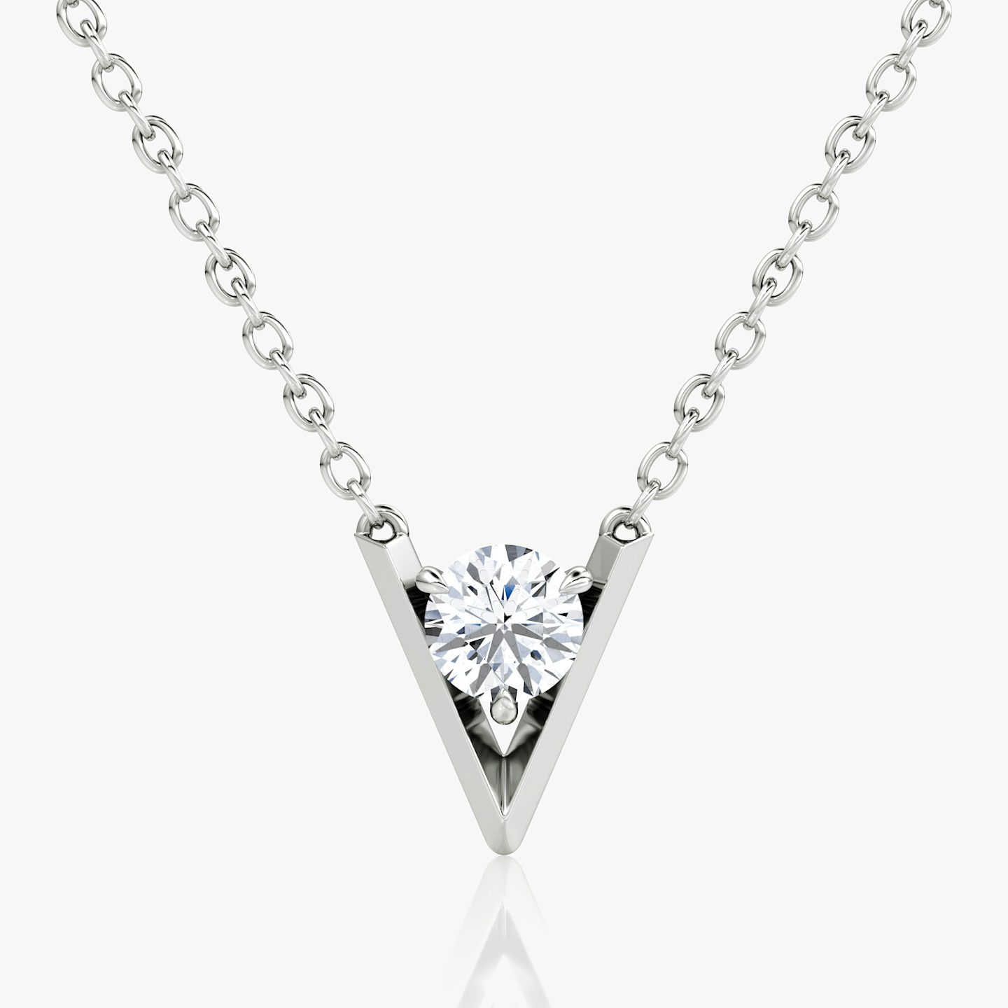 VRAI V Solitaire Necklace | Round Brilliant | 14k | 18k White Gold | Carat weight: 1/4