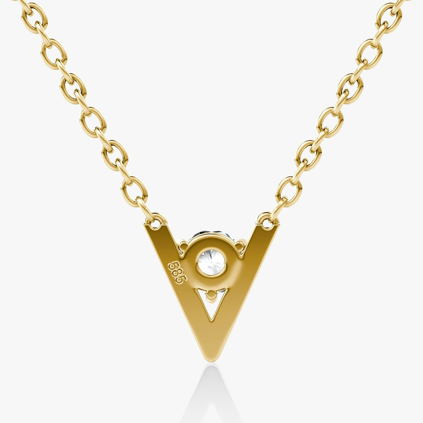 Collar VRAI V Solitario | Brillante | 14k | Oro amarillo de 18 quilates | Peso en quilates: 1/10